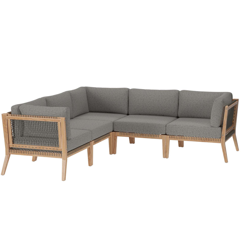 Clearwater Outdoor Patio Teak Wood 5-Piece Sectional Sofa By Modway - EEI-6123 | Outdoor Sofas, Loveseats & Sectionals | Modishstore - 2