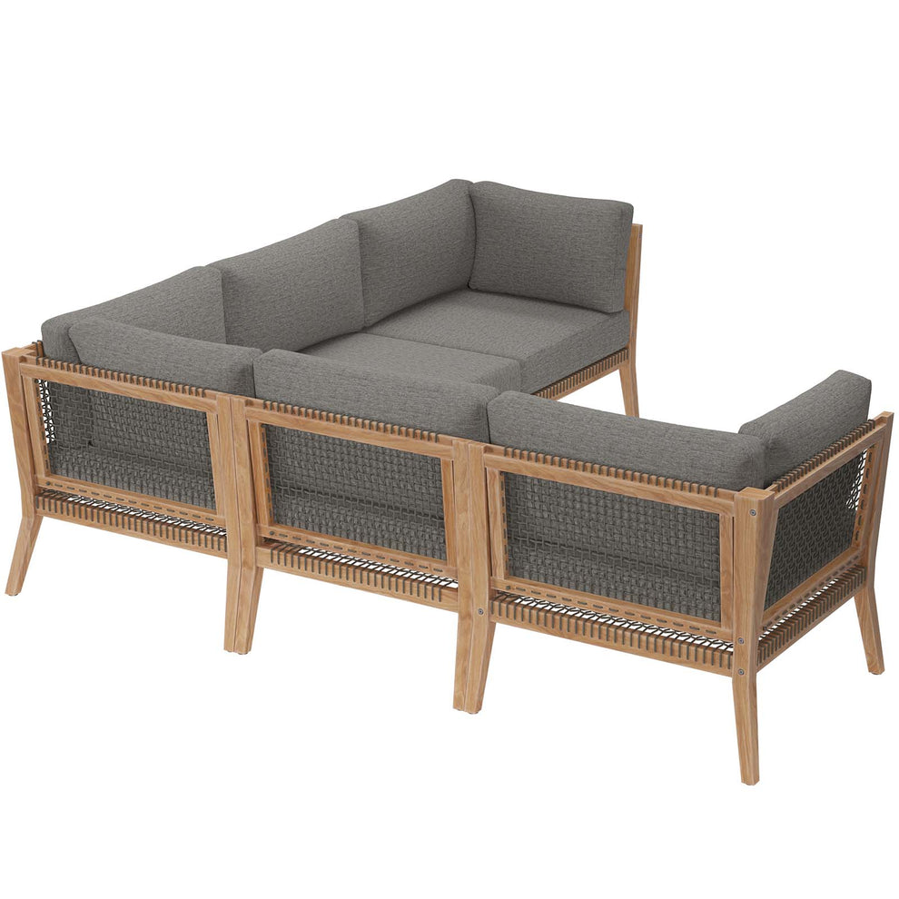 Clearwater Outdoor Patio Teak Wood 5-Piece Sectional Sofa By Modway - EEI-6123 | Outdoor Sofas, Loveseats & Sectionals | Modishstore - 4