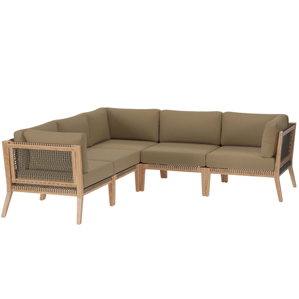 Clearwater Outdoor Patio Teak Wood 5-Piece Sectional Sofa By Modway - EEI-6123 | Outdoor Sofas, Loveseats & Sectionals | Modishstore - 11