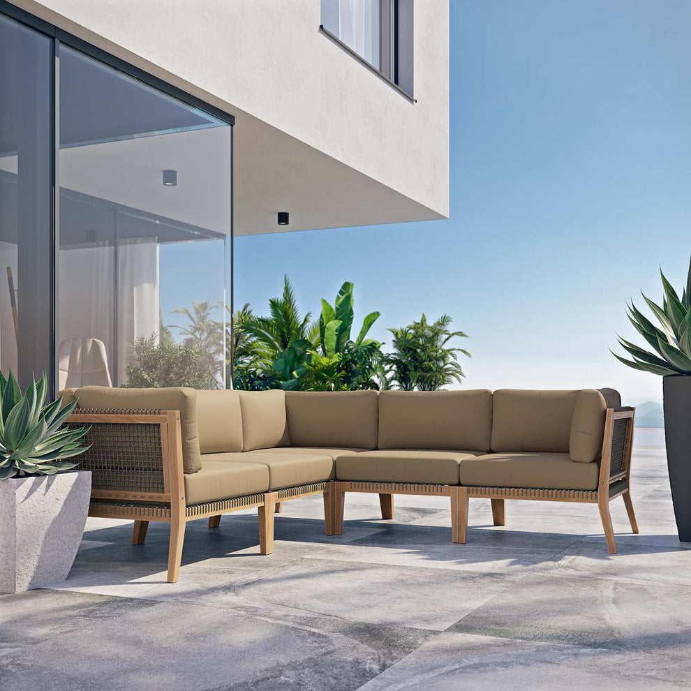Clearwater Outdoor Patio Teak Wood 5-Piece Sectional Sofa By Modway - EEI-6123 | Outdoor Sofas, Loveseats & Sectionals | Modishstore - 13