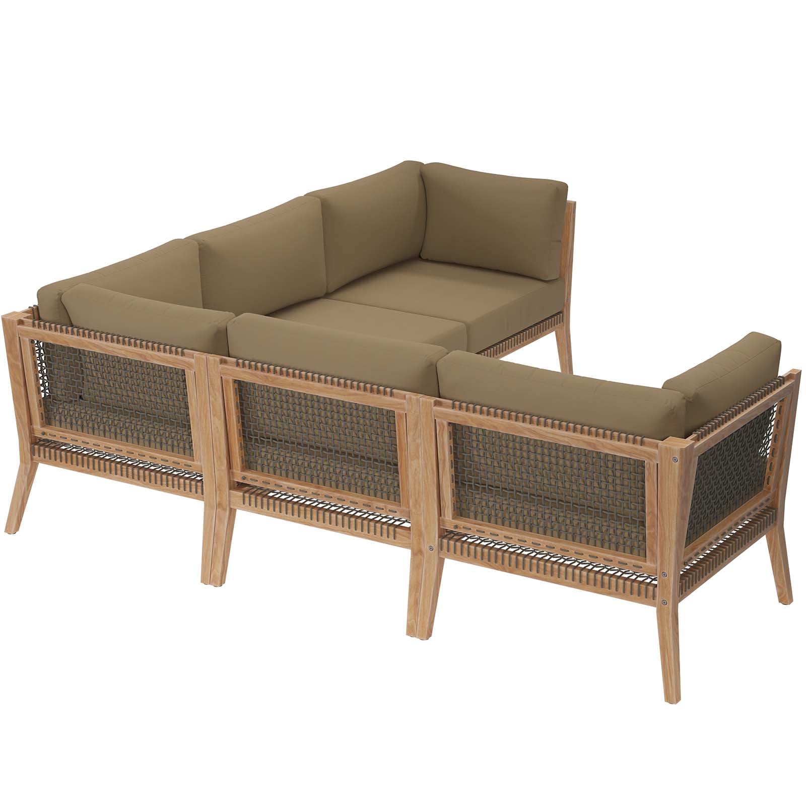 Clearwater Outdoor Patio Teak Wood 5-Piece Sectional Sofa By Modway - EEI-6123 | Outdoor Sofas, Loveseats & Sectionals | Modishstore - 14