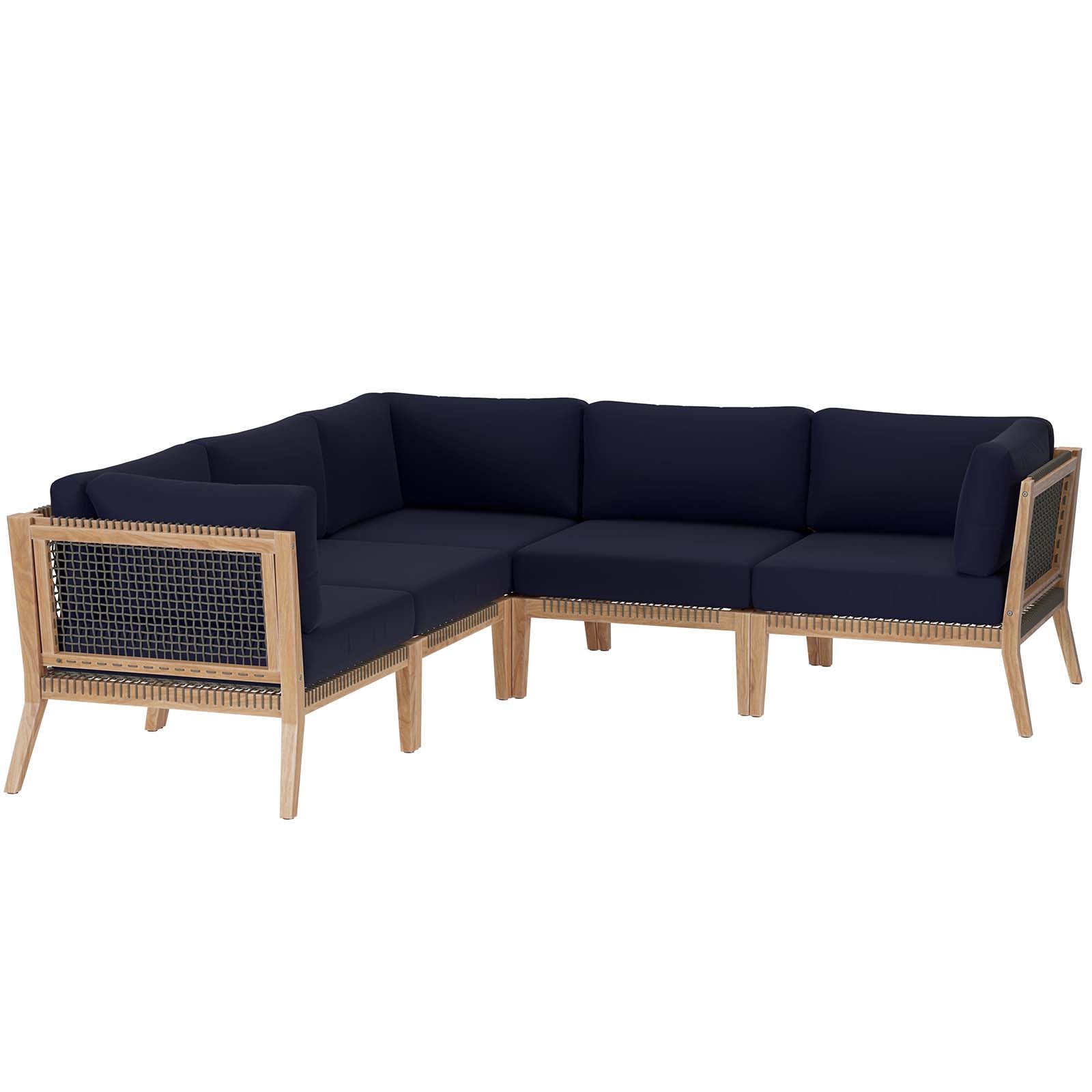 Clearwater Outdoor Patio Teak Wood 5-Piece Sectional Sofa By Modway - EEI-6123 | Outdoor Sofas, Loveseats & Sectionals | Modishstore - 21