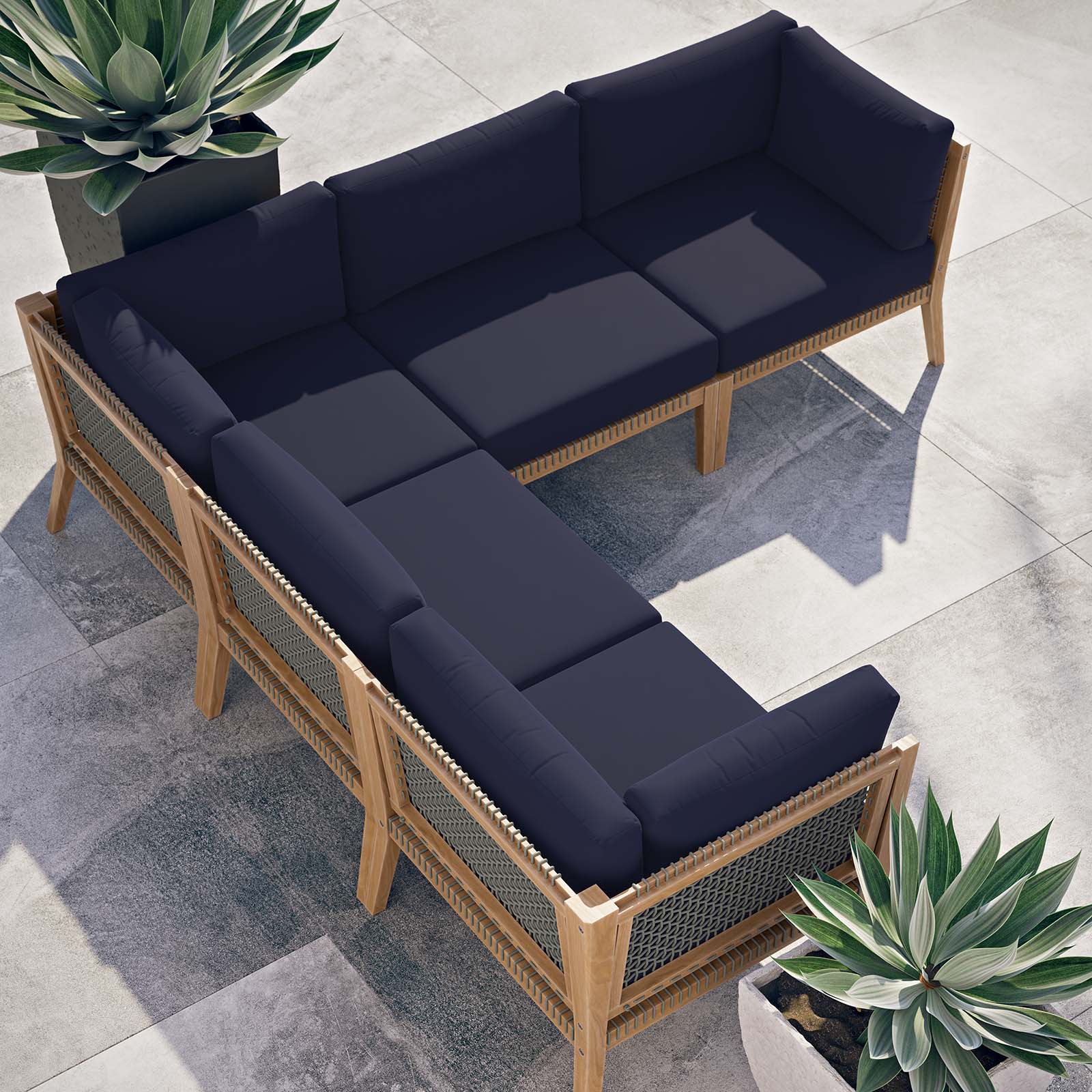 Clearwater Outdoor Patio Teak Wood 5-Piece Sectional Sofa By Modway - EEI-6123 | Outdoor Sofas, Loveseats & Sectionals | Modishstore - 22