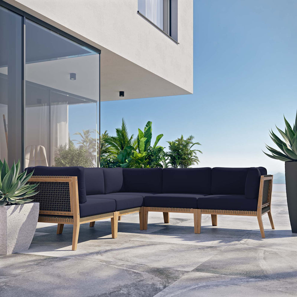 Clearwater Outdoor Patio Teak Wood 5-Piece Sectional Sofa By Modway - EEI-6123 | Outdoor Sofas, Loveseats & Sectionals | Modishstore - 23