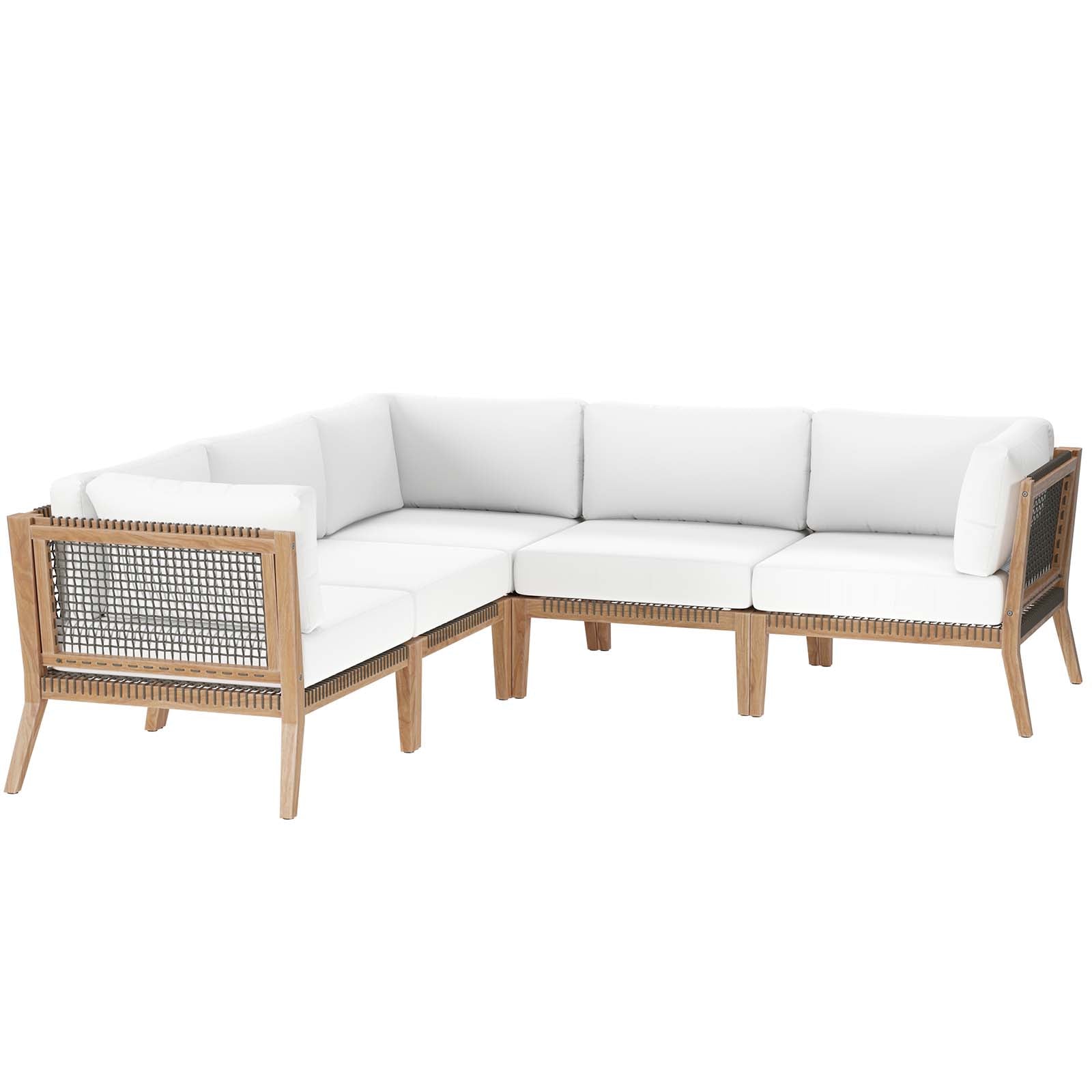 Clearwater Outdoor Patio Teak Wood 5-Piece Sectional Sofa By Modway - EEI-6123 | Outdoor Sofas, Loveseats & Sectionals | Modishstore - 31
