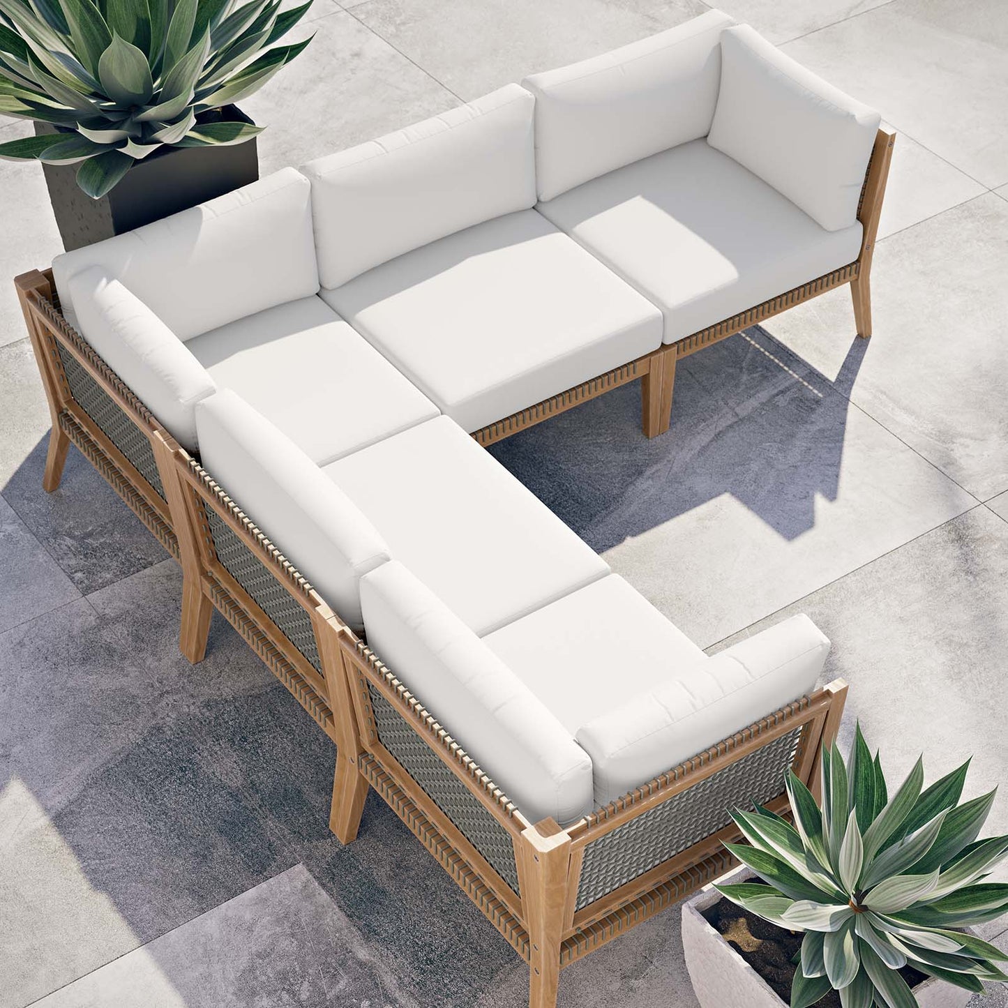 Clearwater Outdoor Patio Teak Wood 5-Piece Sectional Sofa By Modway - EEI-6123 | Outdoor Sofas, Loveseats & Sectionals | Modishstore - 32