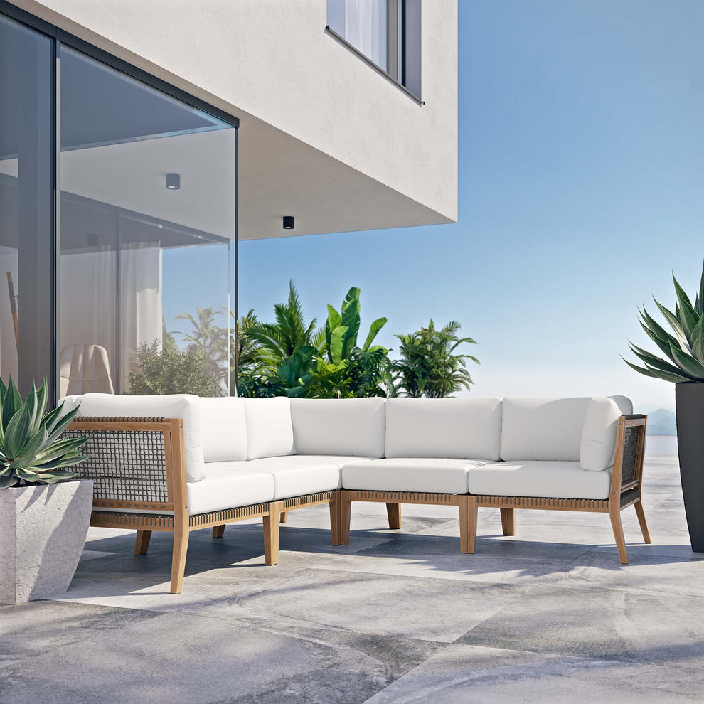 Clearwater Outdoor Patio Teak Wood 5-Piece Sectional Sofa By Modway - EEI-6123 | Outdoor Sofas, Loveseats & Sectionals | Modishstore - 33
