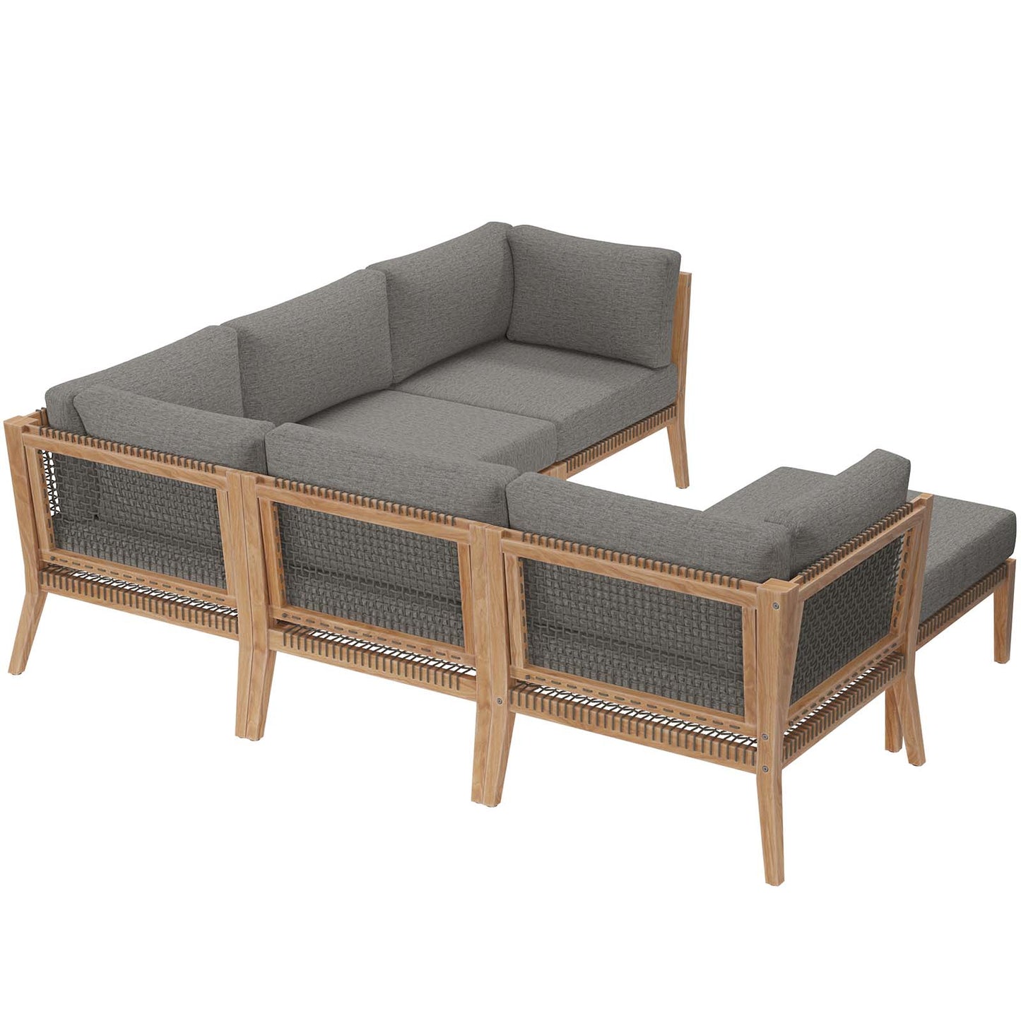 Clearwater Outdoor Patio Teak Wood 6-Piece Sectional Sofa By Modway - EEI-6124 | Outdoor Sofas, Loveseats & Sectionals | Modishstore - 7