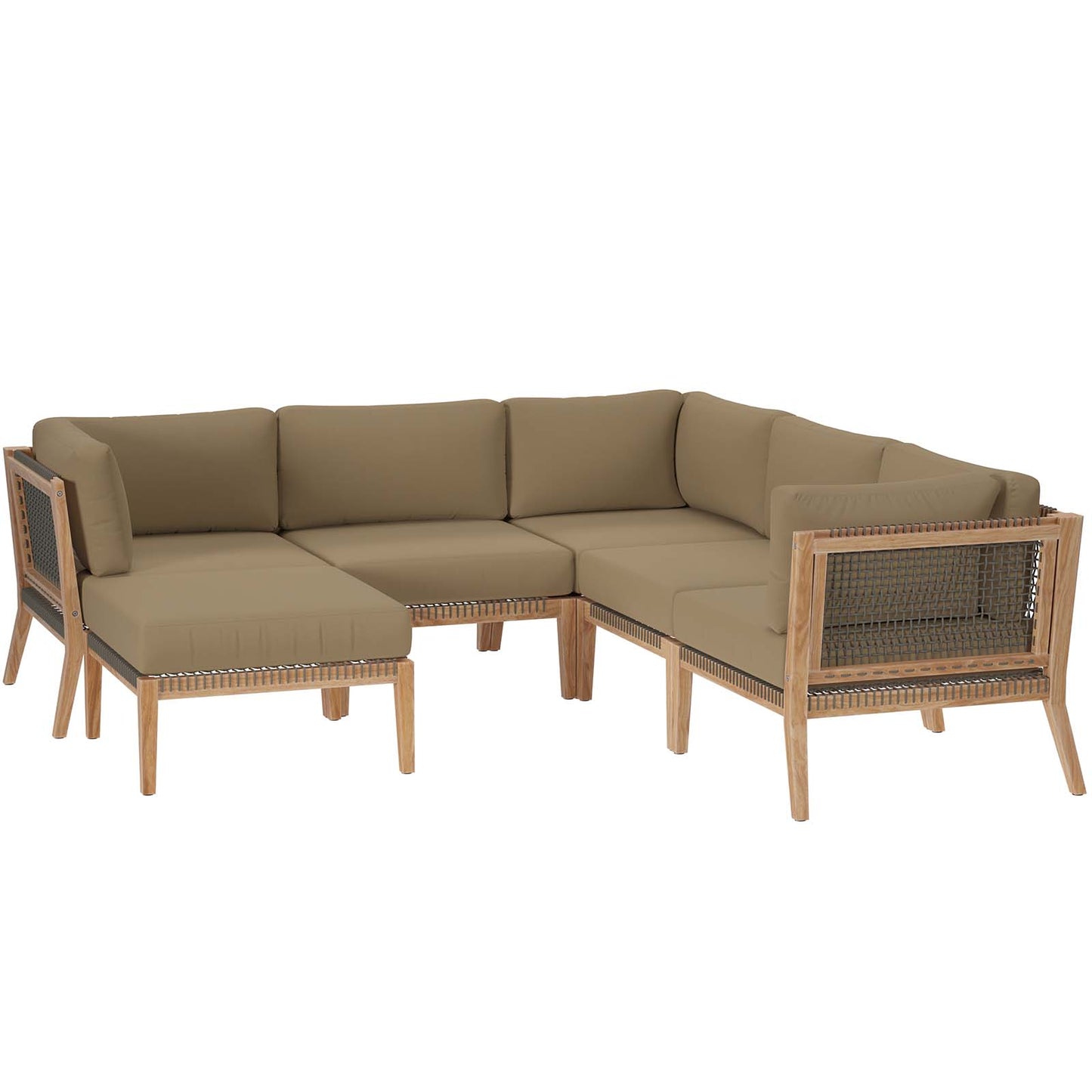 Clearwater Outdoor Patio Teak Wood 6-Piece Sectional Sofa By Modway - EEI-6124 | Outdoor Sofas, Loveseats & Sectionals | Modishstore - 14