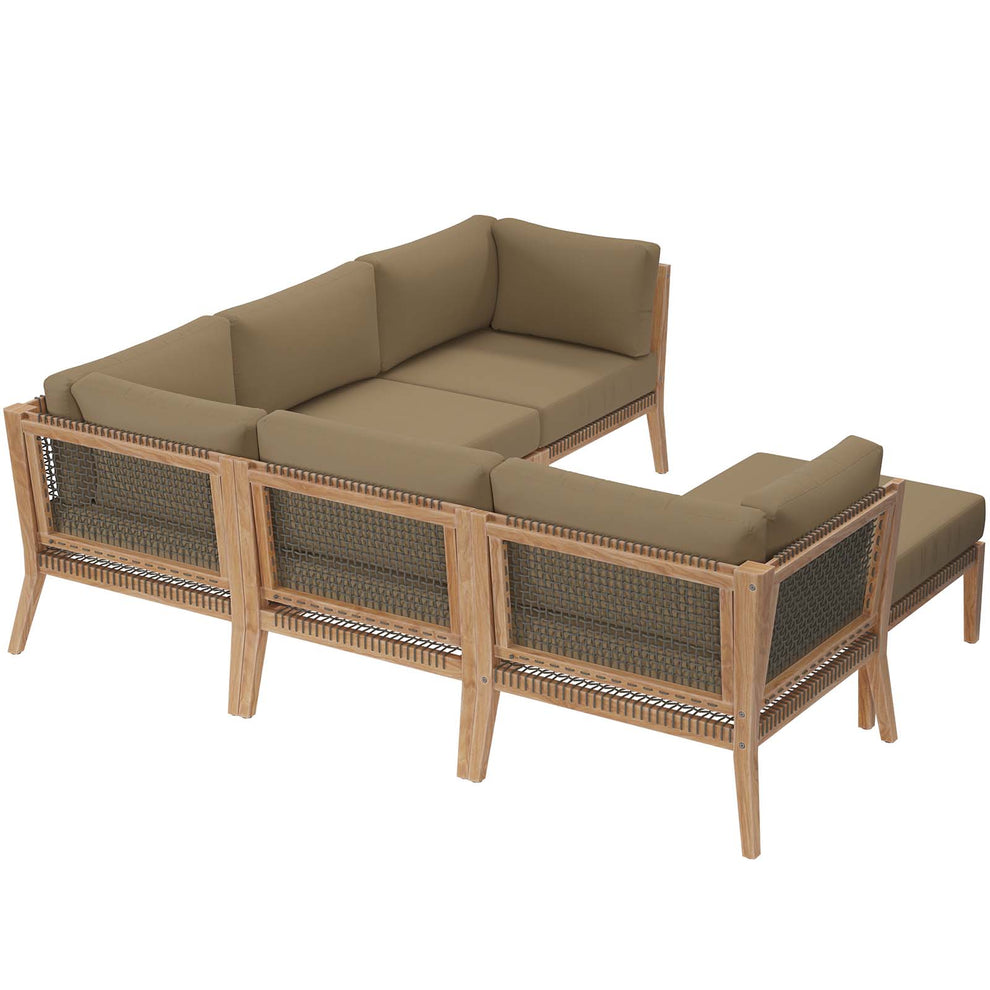 Clearwater Outdoor Patio Teak Wood 6-Piece Sectional Sofa By Modway - EEI-6124 | Outdoor Sofas, Loveseats & Sectionals | Modishstore - 20