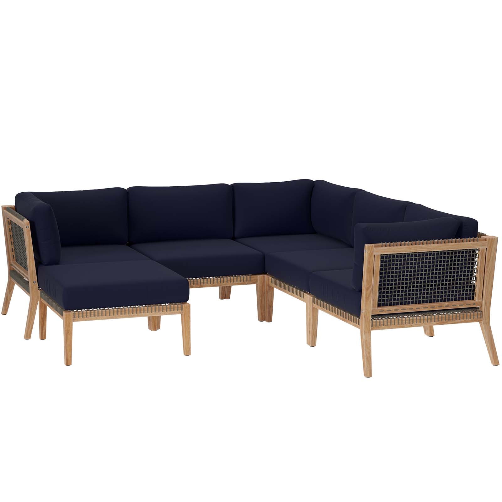 Clearwater Outdoor Patio Teak Wood 6-Piece Sectional Sofa By Modway - EEI-6124 | Outdoor Sofas, Loveseats & Sectionals | Modishstore - 27