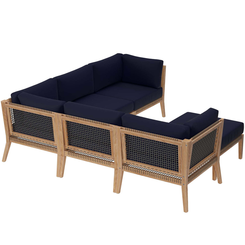 Clearwater Outdoor Patio Teak Wood 6-Piece Sectional Sofa By Modway - EEI-6124 | Outdoor Sofas, Loveseats & Sectionals | Modishstore - 33