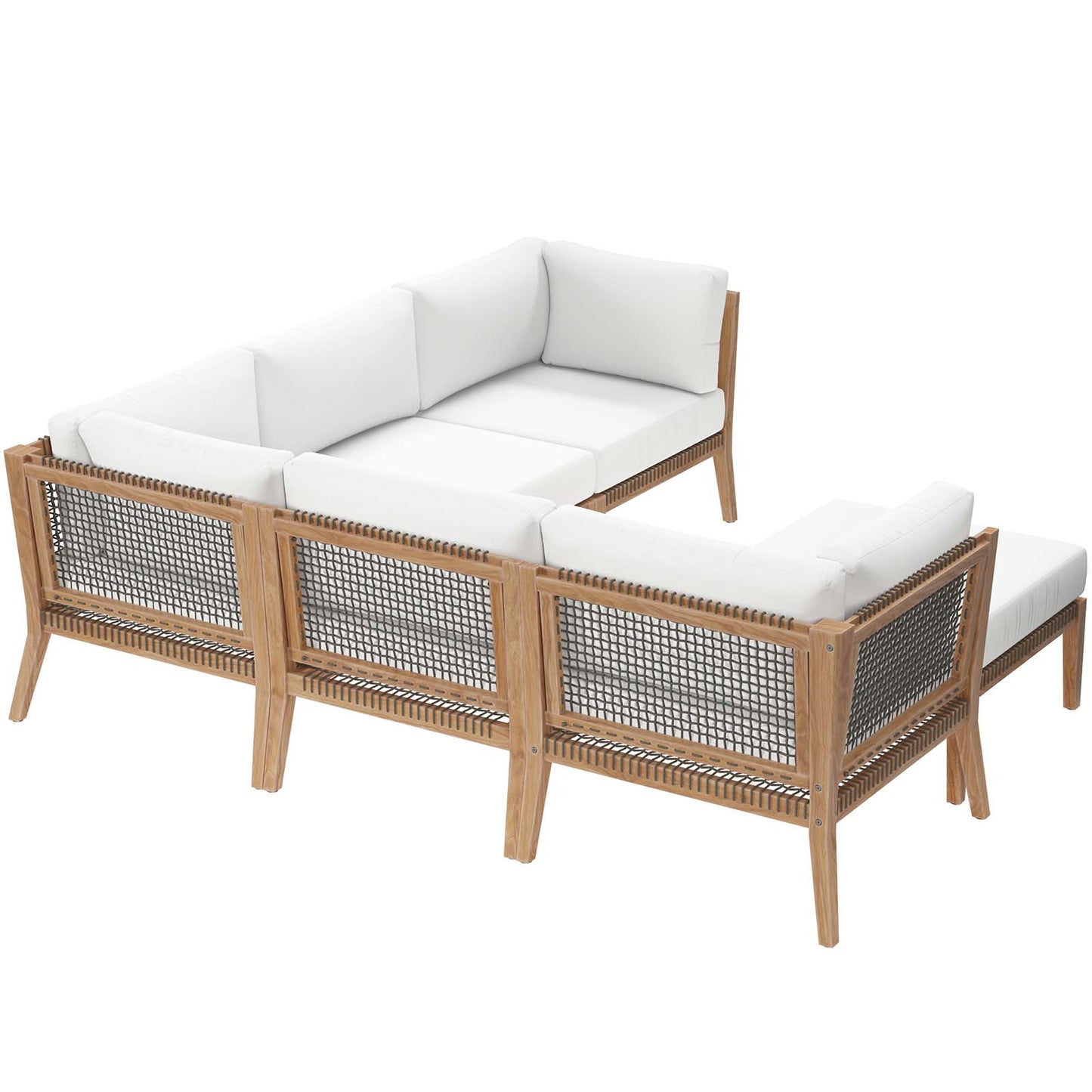 Clearwater Outdoor Patio Teak Wood 6-Piece Sectional Sofa By Modway - EEI-6124 | Outdoor Sofas, Loveseats & Sectionals | Modishstore - 46