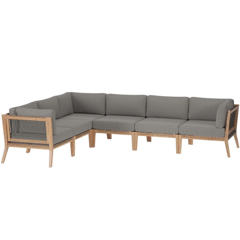 Clearwater Outdoor Patio Teak Wood 6-Piece Sectional Sofa By Modway - EEI-6125 | Outdoor Sofas, Loveseats & Sectionals | Modishstore - 2