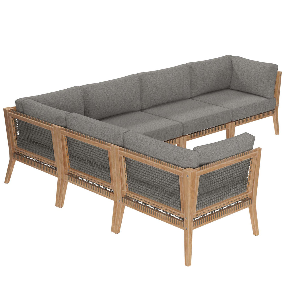 Clearwater Outdoor Patio Teak Wood 6-Piece Sectional Sofa By Modway - EEI-6125 | Outdoor Sofas, Loveseats & Sectionals | Modishstore - 4