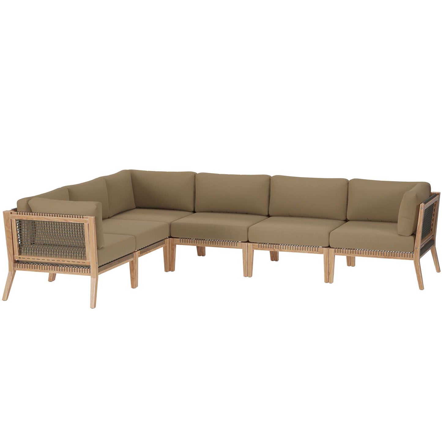 Clearwater Outdoor Patio Teak Wood 6-Piece Sectional Sofa By Modway - EEI-6125 | Outdoor Sofas, Loveseats & Sectionals | Modishstore - 11