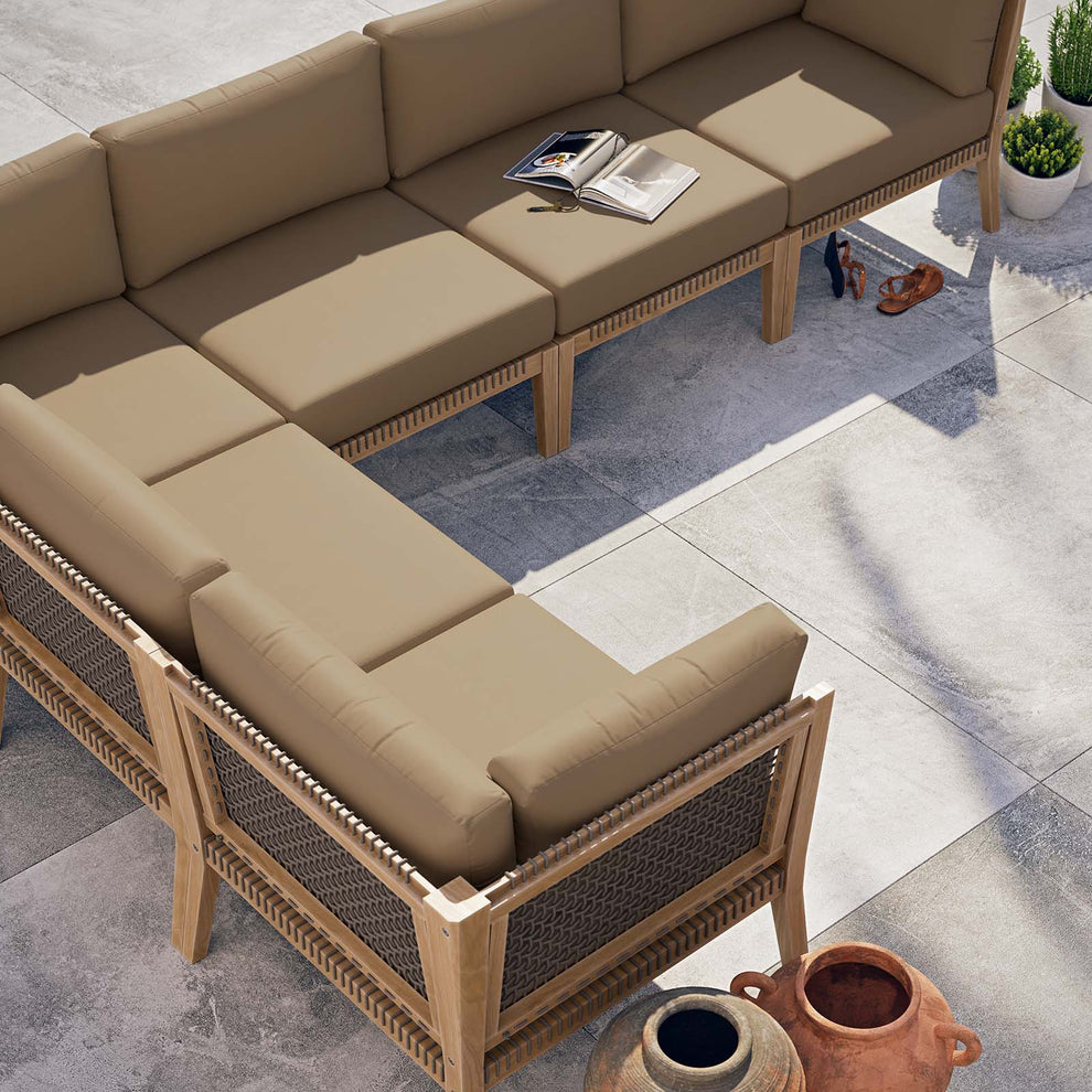 Clearwater Outdoor Patio Teak Wood 6-Piece Sectional Sofa By Modway - EEI-6125 | Outdoor Sofas, Loveseats & Sectionals | Modishstore - 12