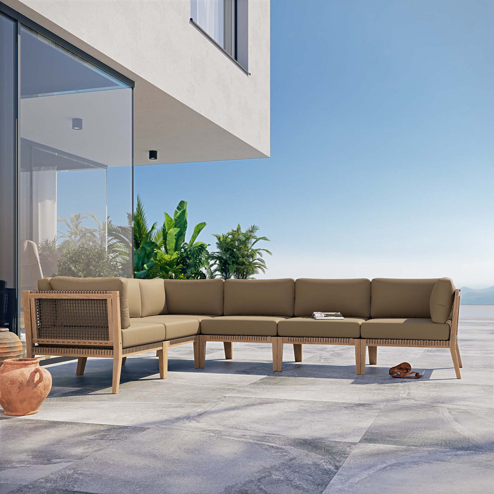 Clearwater Outdoor Patio Teak Wood 6-Piece Sectional Sofa By Modway - EEI-6125 | Outdoor Sofas, Loveseats & Sectionals | Modishstore - 13