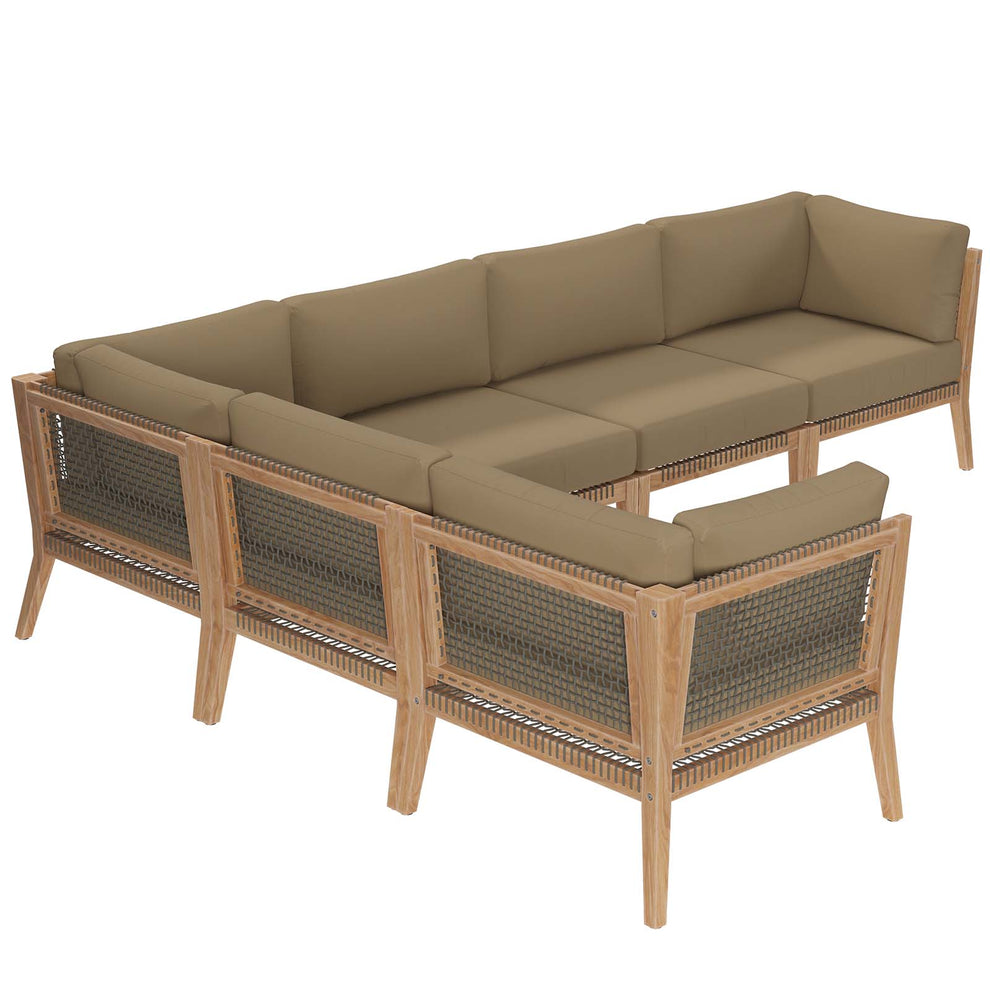 Clearwater Outdoor Patio Teak Wood 6-Piece Sectional Sofa By Modway - EEI-6125 | Outdoor Sofas, Loveseats & Sectionals | Modishstore - 14