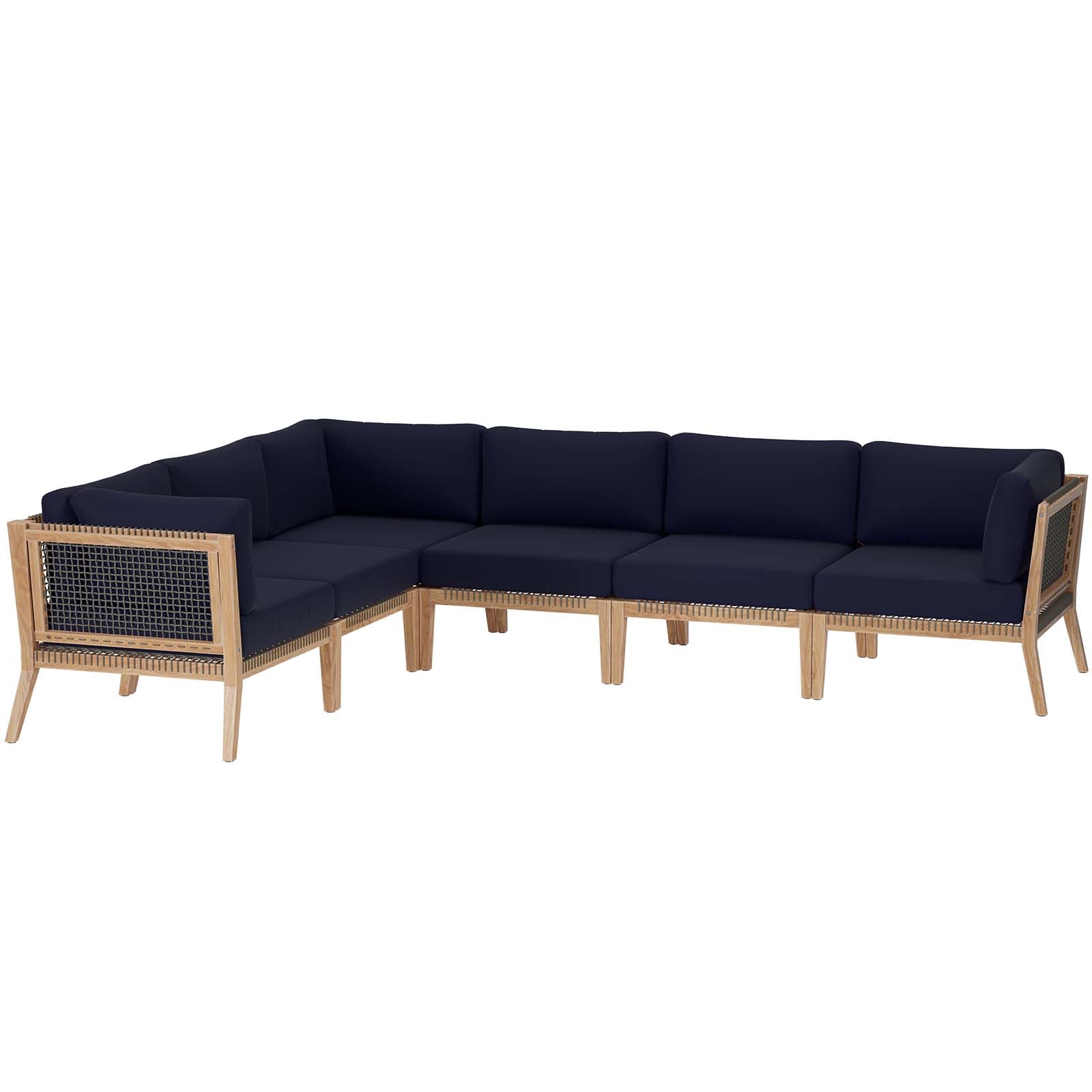 Clearwater Outdoor Patio Teak Wood 6-Piece Sectional Sofa By Modway - EEI-6125 | Outdoor Sofas, Loveseats & Sectionals | Modishstore - 21