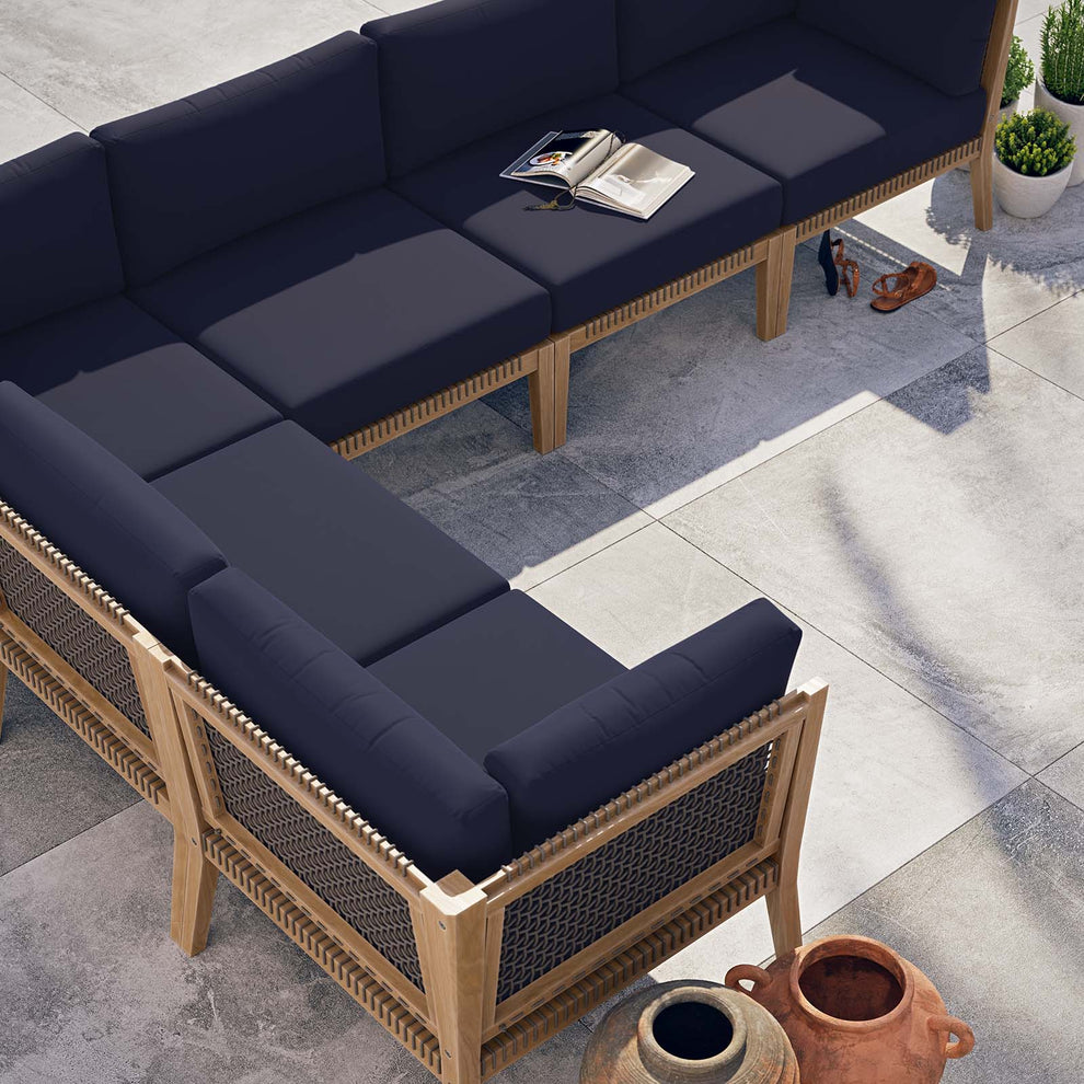 Clearwater Outdoor Patio Teak Wood 6-Piece Sectional Sofa By Modway - EEI-6125 | Outdoor Sofas, Loveseats & Sectionals | Modishstore - 22