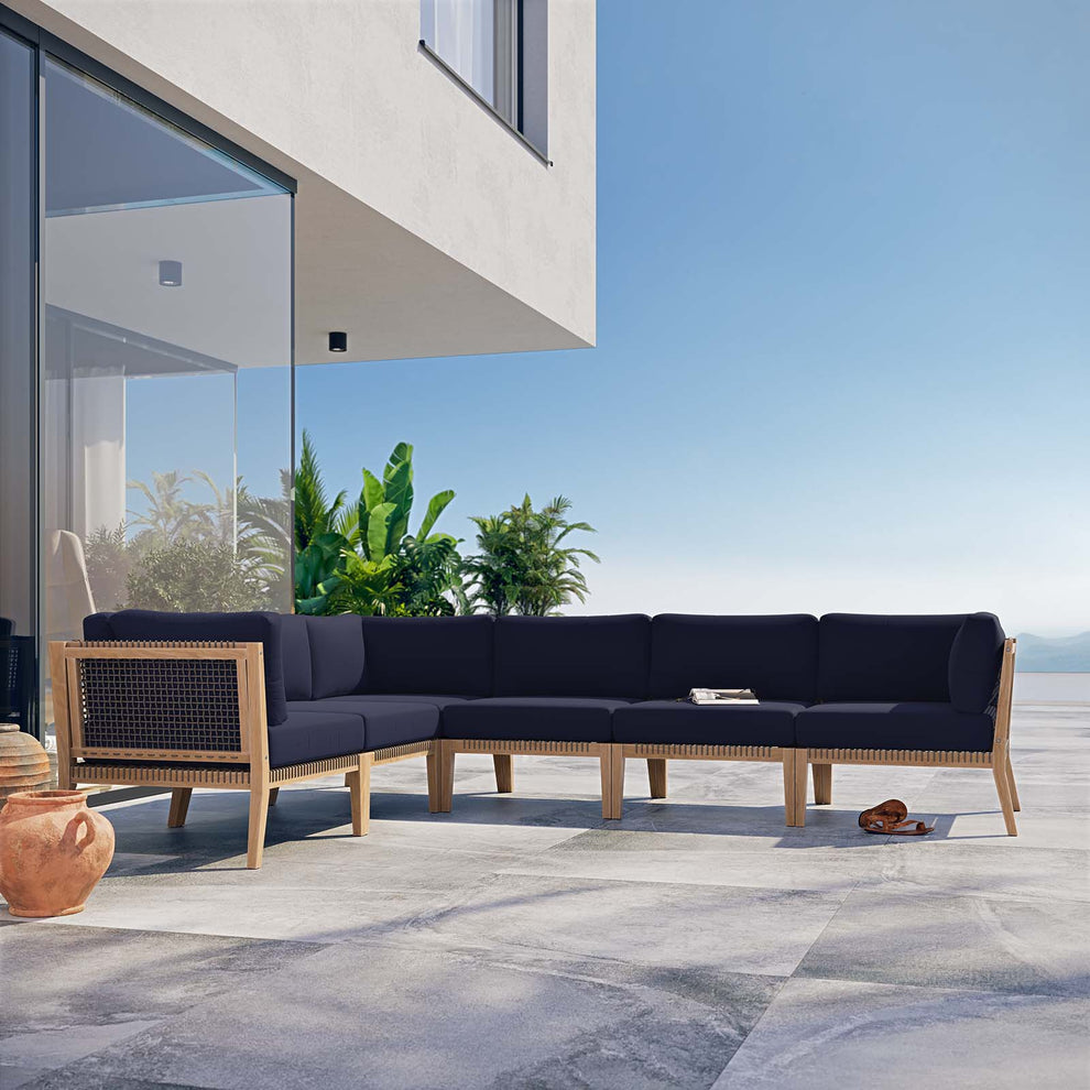 Clearwater Outdoor Patio Teak Wood 6-Piece Sectional Sofa By Modway - EEI-6125 | Outdoor Sofas, Loveseats & Sectionals | Modishstore - 23