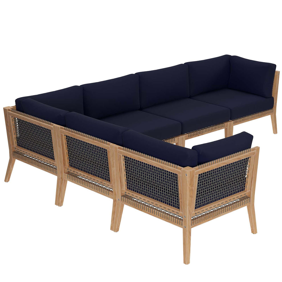 Clearwater Outdoor Patio Teak Wood 6-Piece Sectional Sofa By Modway - EEI-6125 | Outdoor Sofas, Loveseats & Sectionals | Modishstore - 24