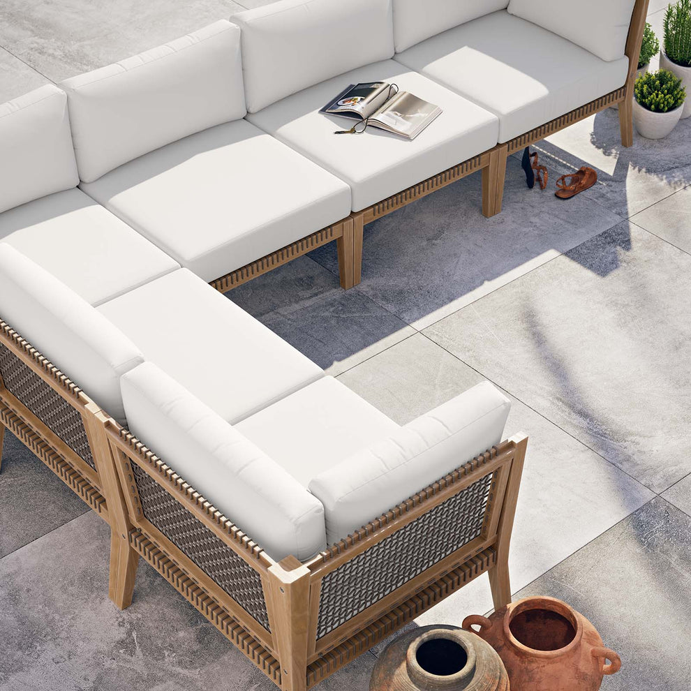 Clearwater Outdoor Patio Teak Wood 6-Piece Sectional Sofa By Modway - EEI-6125 | Outdoor Sofas, Loveseats & Sectionals | Modishstore - 32