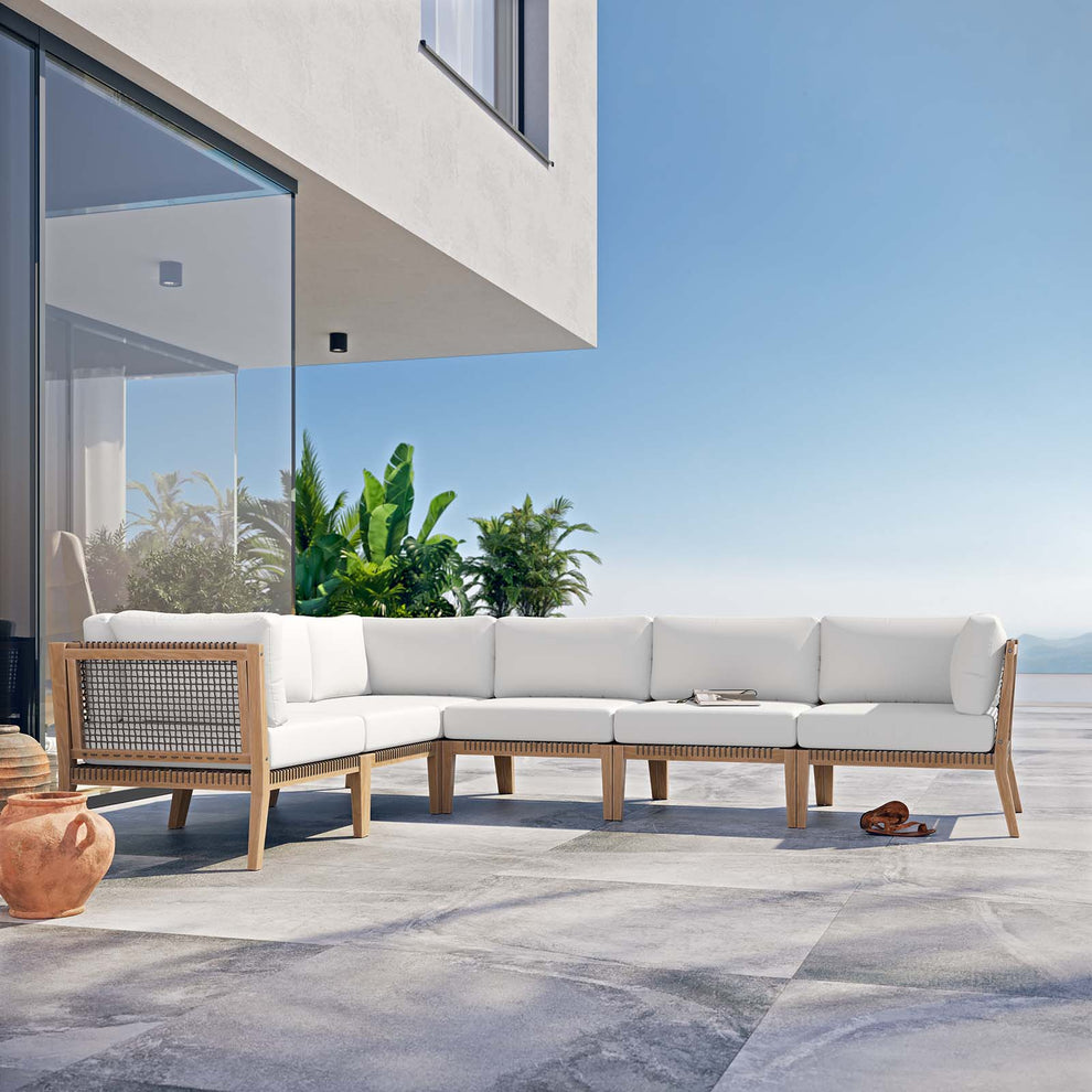 Clearwater Outdoor Patio Teak Wood 6-Piece Sectional Sofa By Modway - EEI-6125 | Outdoor Sofas, Loveseats & Sectionals | Modishstore - 33
