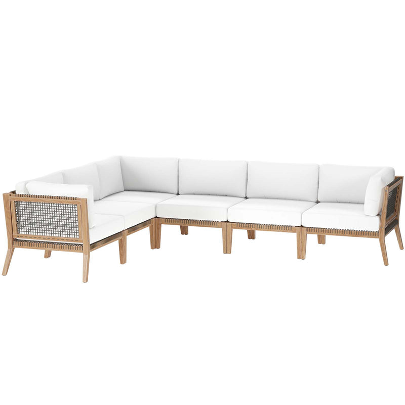 Clearwater Outdoor Patio Teak Wood 6-Piece Sectional Sofa By Modway - EEI-6125 | Outdoor Sofas, Loveseats & Sectionals | Modishstore - 31