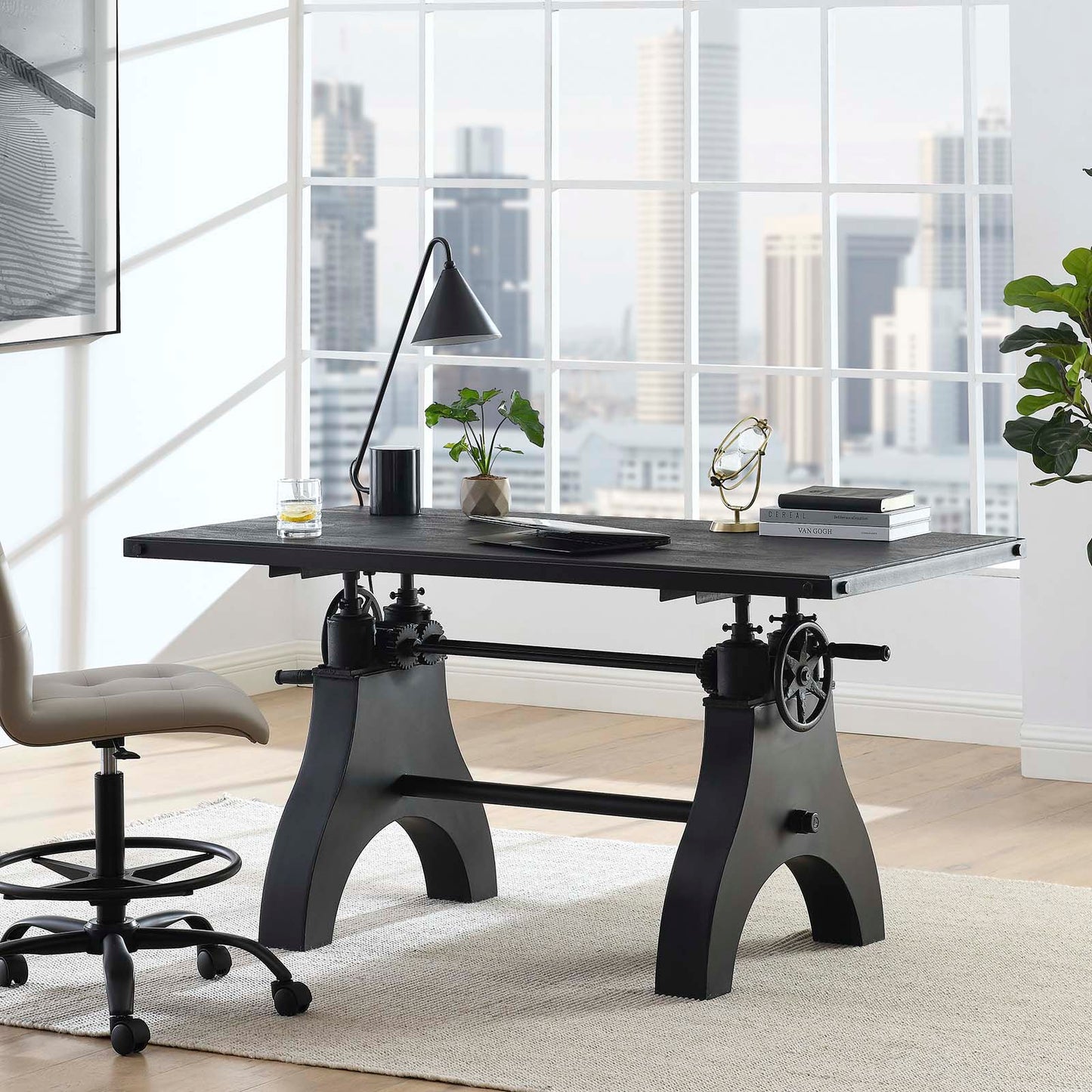 Genuine 60" Crank Adjustable Height Dining Table and Computer Desk By Modway - EEI-6148 | Dining Tables | Modway - 3