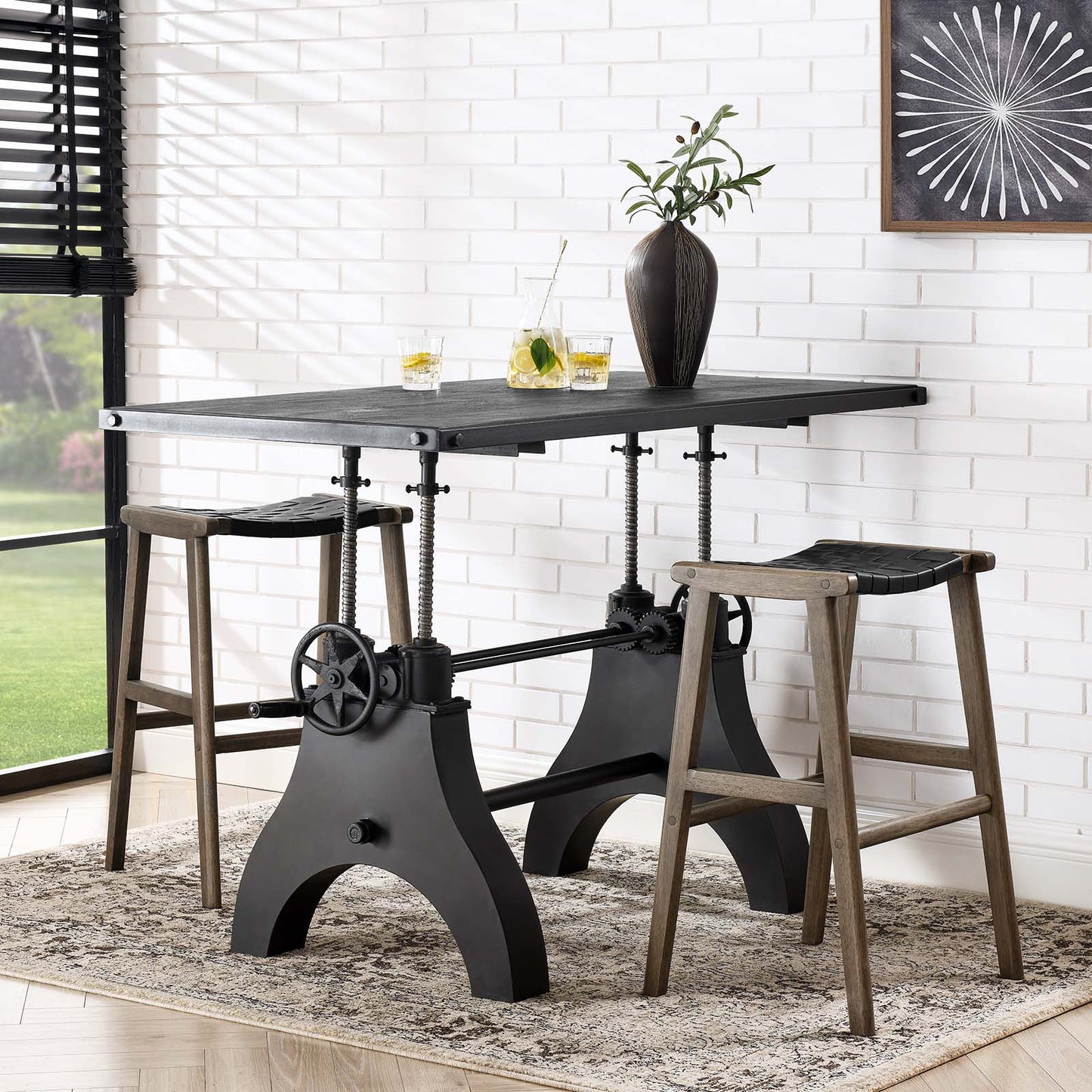 Genuine 60" Crank Adjustable Height Dining Table and Computer Desk By Modway - EEI-6148 | Dining Tables | Modishstore - 4