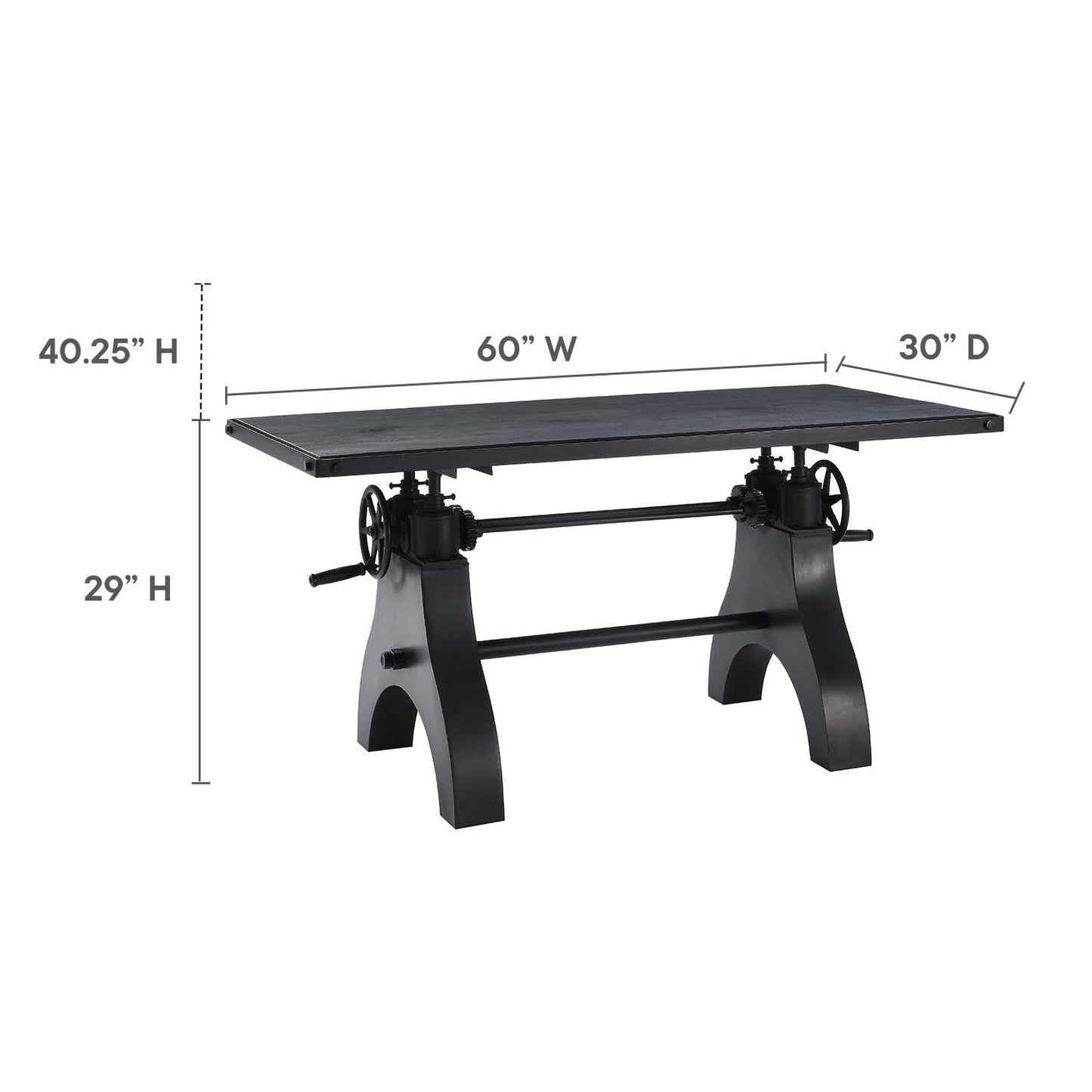 Genuine 60" Crank Adjustable Height Dining Table and Computer Desk By Modway - EEI-6148 | Dining Tables | Modishstore - 10