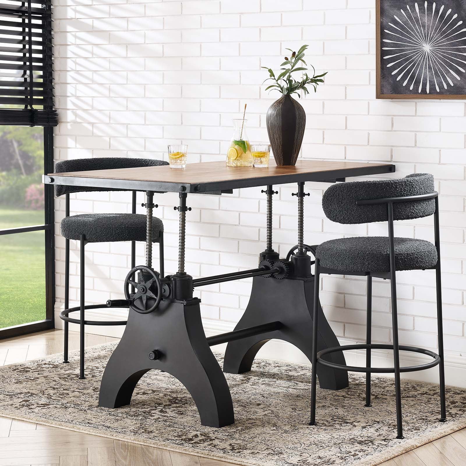 Genuine 60" Crank Adjustable Height Dining Table and Computer Desk By Modway - EEI-6148 | Dining Tables | Modishstore - 14