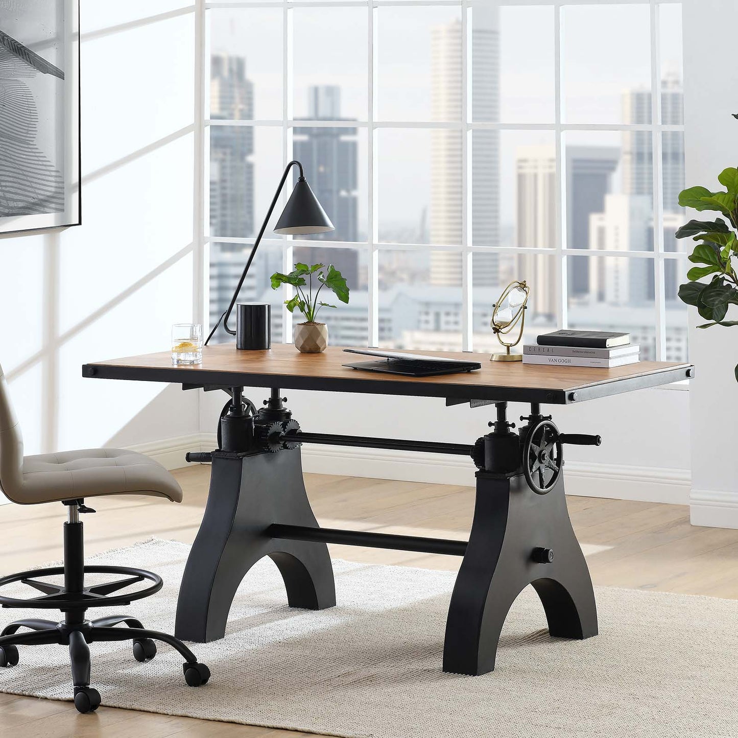 Genuine 60" Crank Adjustable Height Dining Table and Computer Desk By Modway - EEI-6148 | Dining Tables | Modishstore - 15
