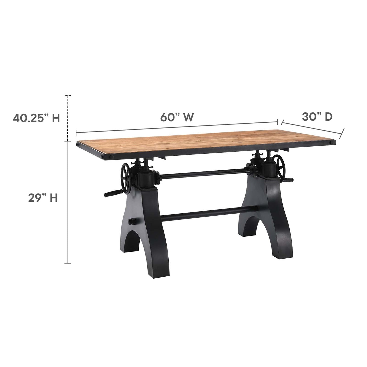 Genuine 60" Crank Adjustable Height Dining Table and Computer Desk By Modway - EEI-6148 | Dining Tables | Modishstore - 21
