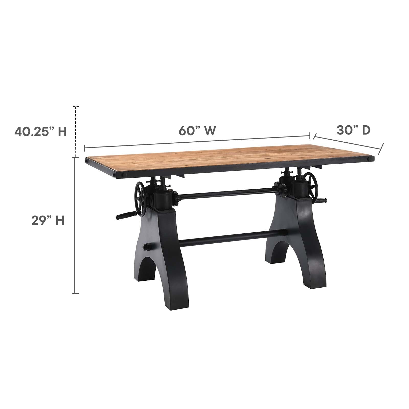 Genuine 60" Crank Adjustable Height Dining Table and Computer Desk By Modway - EEI-6148 | Dining Tables | Modishstore - 21