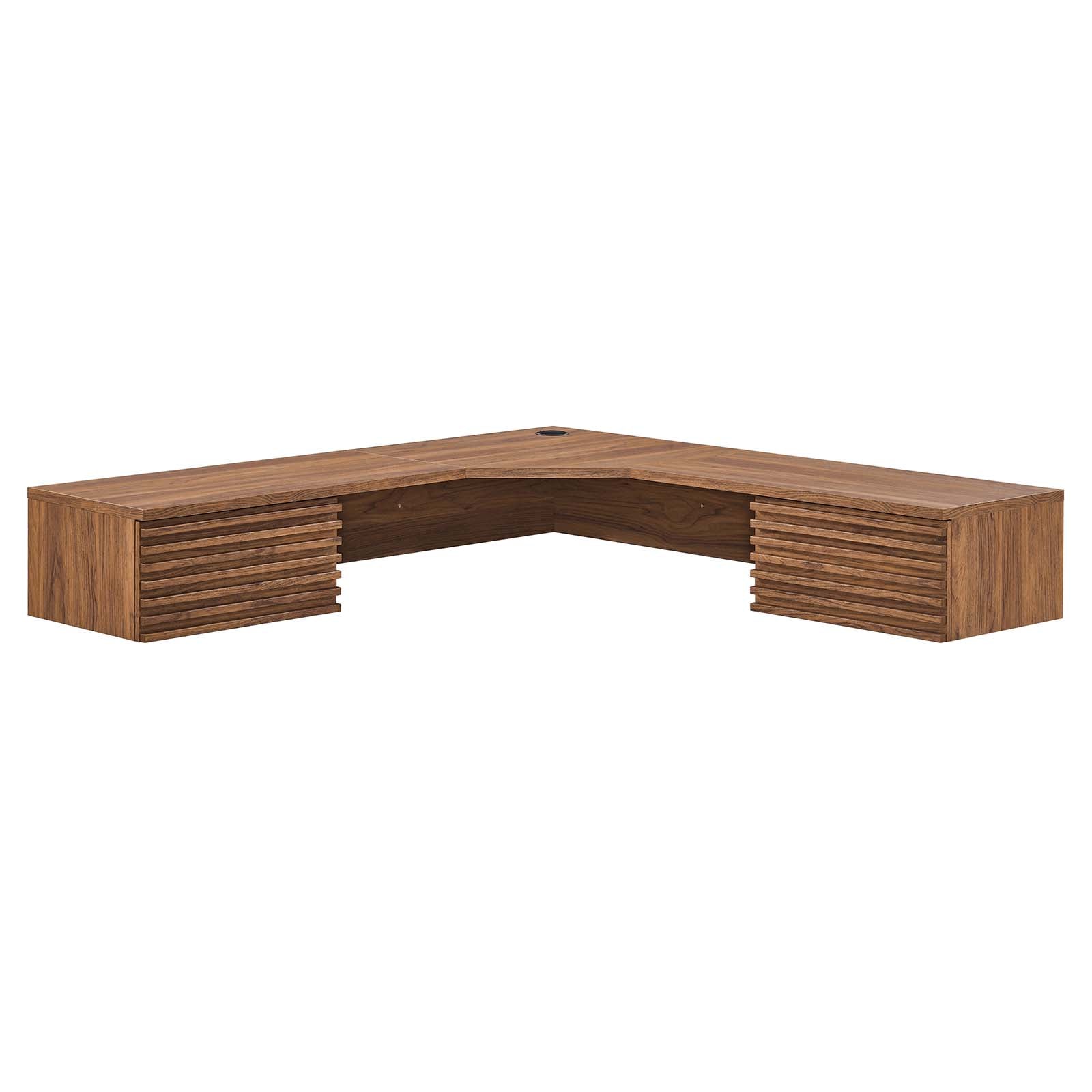 Modway Render Wall Mount Corner Office Wood Desk with Storage â