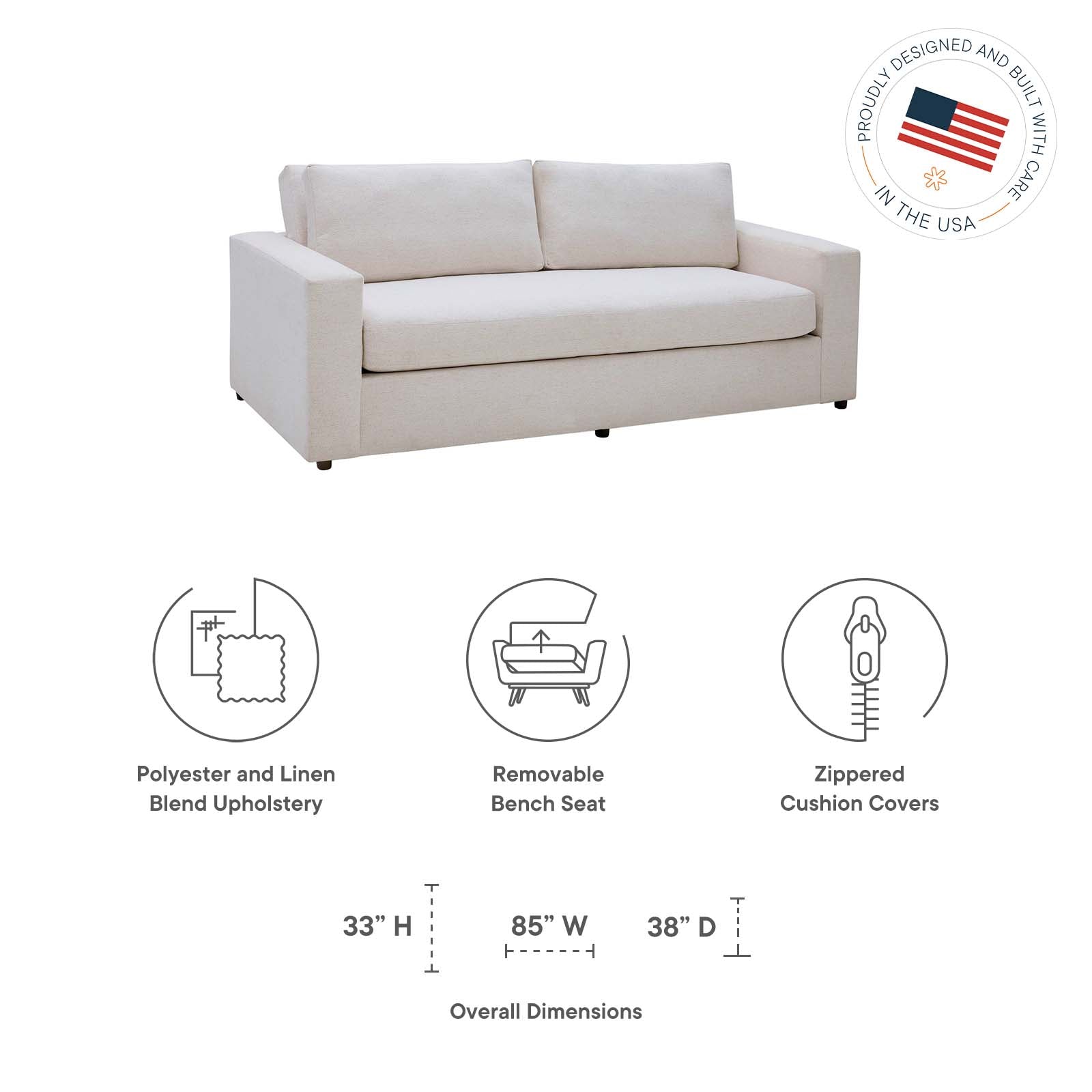 Avendale Linen Blend Sofa By Modway - EEI-6186 | Sofas | Modishstore - 15