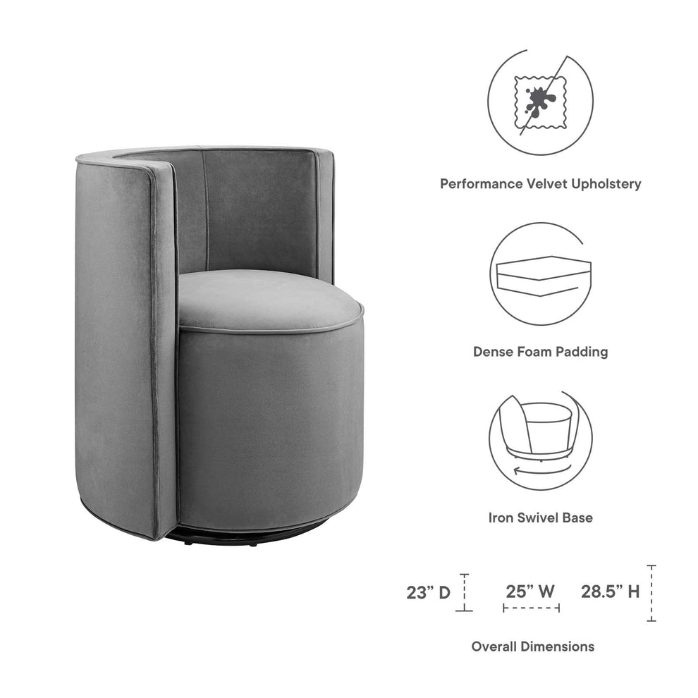 Della Performance Velvet Fabric Swivel Chair By Modway - EEI-6222 | Armchairs | Modishstore - 8
