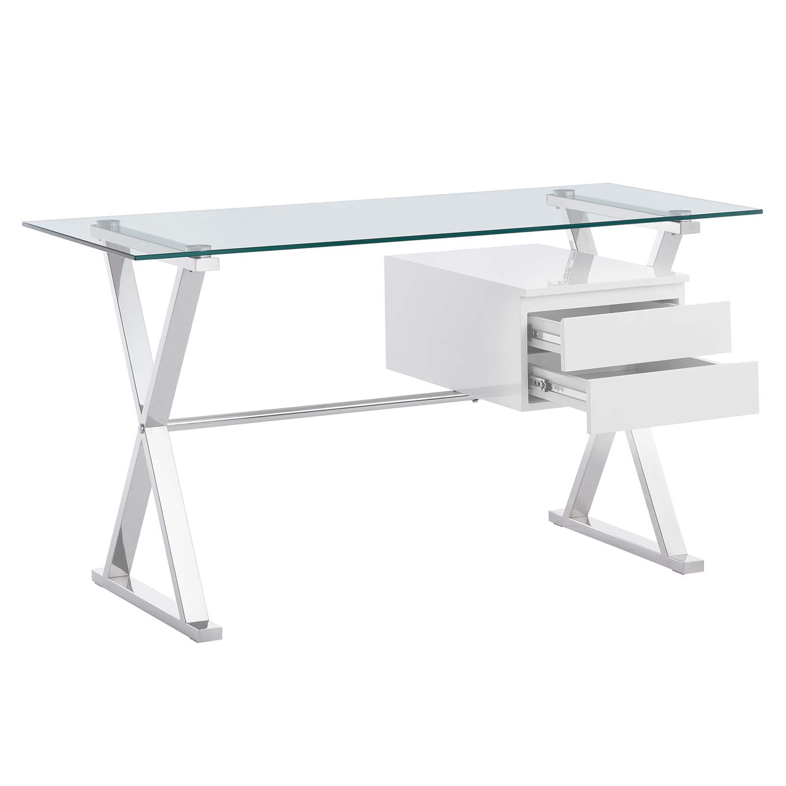 Sector 56" Glass Top Glass Office Desk By Modway - EEI-6225 | Desks | Modishstore - 2