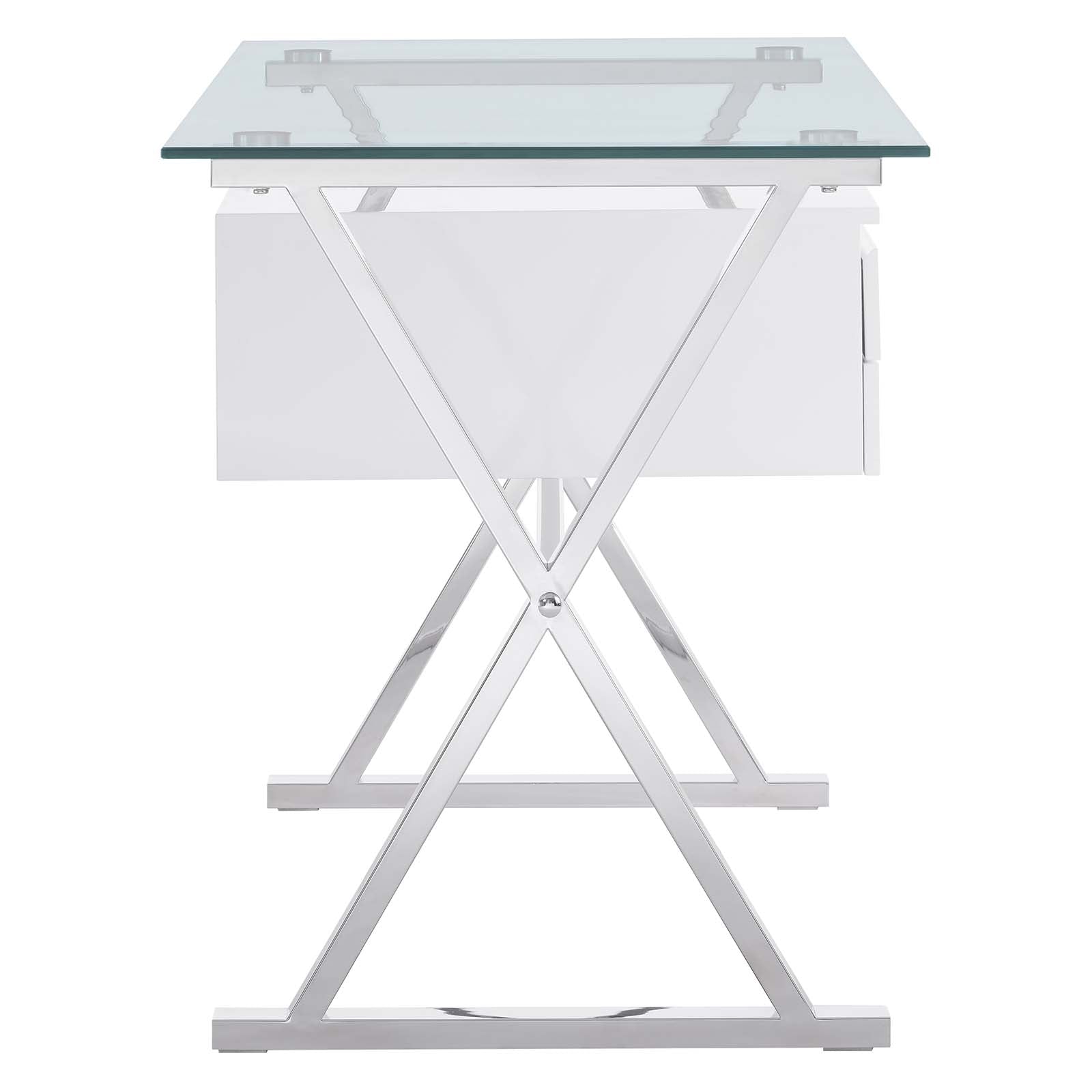 Sector 56" Glass Top Glass Office Desk By Modway - EEI-6225 | Desks | Modishstore - 3