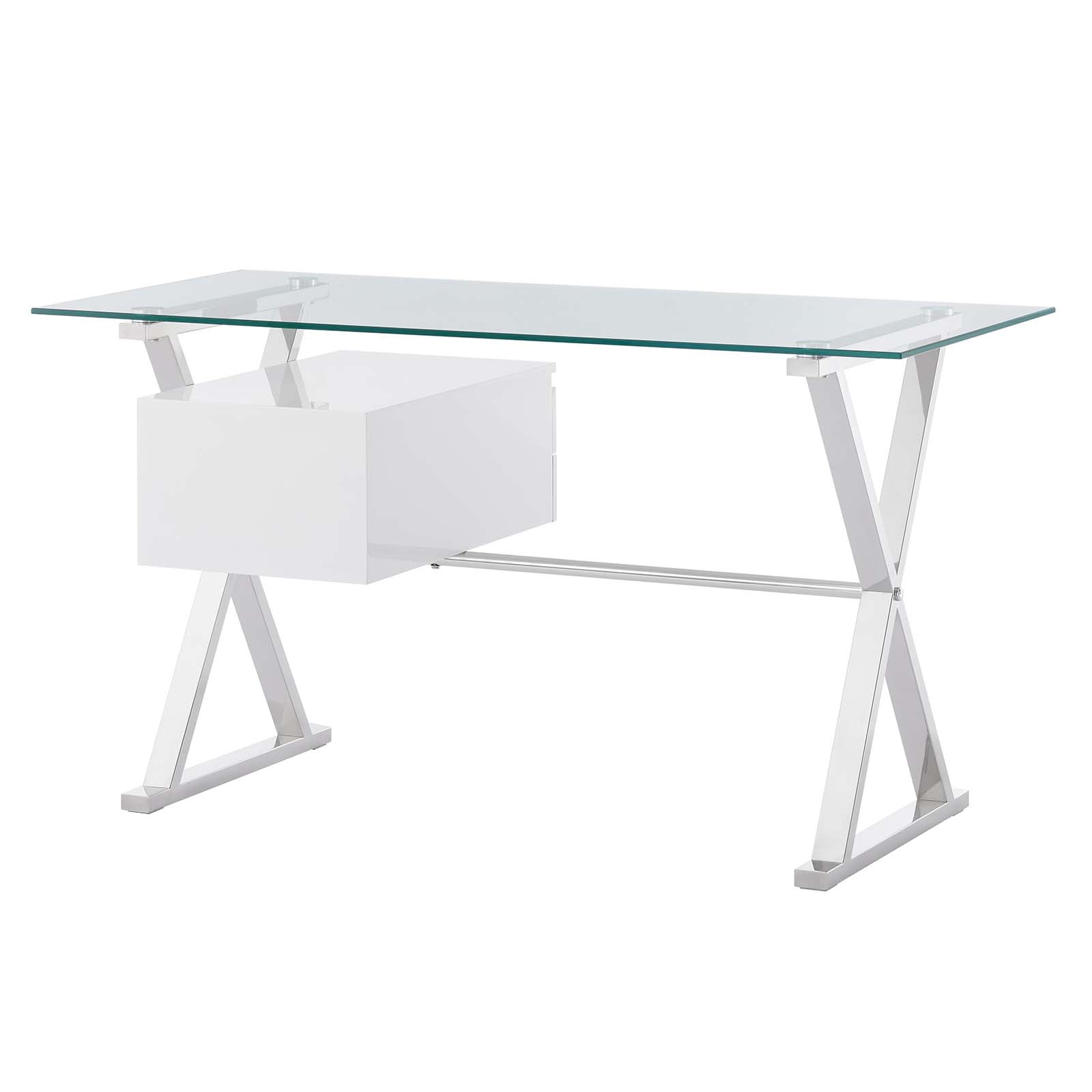 Sector 56" Glass Top Glass Office Desk By Modway - EEI-6225 | Desks | Modishstore - 4