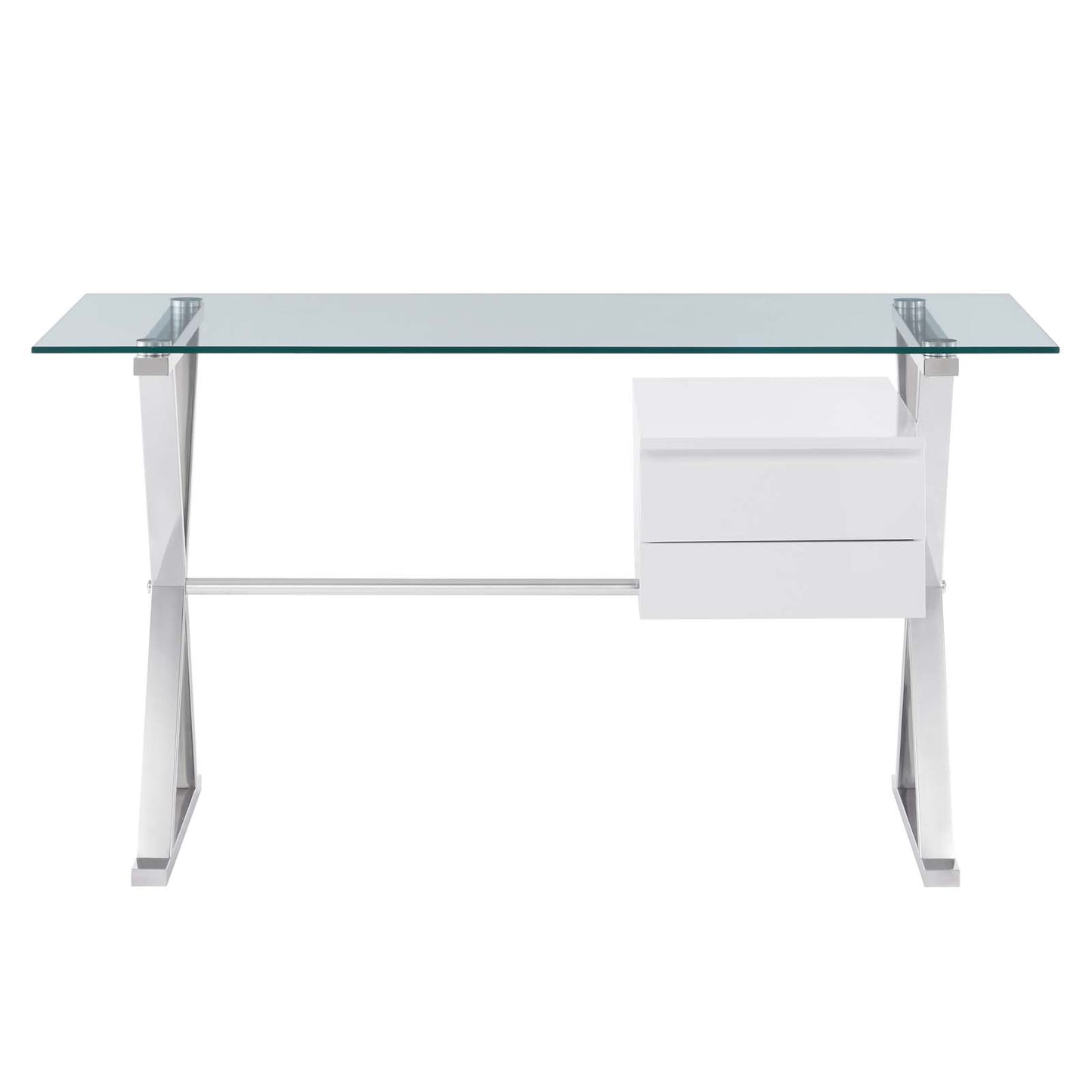 Sector 56" Glass Top Glass Office Desk By Modway - EEI-6225 | Desks | Modishstore - 5