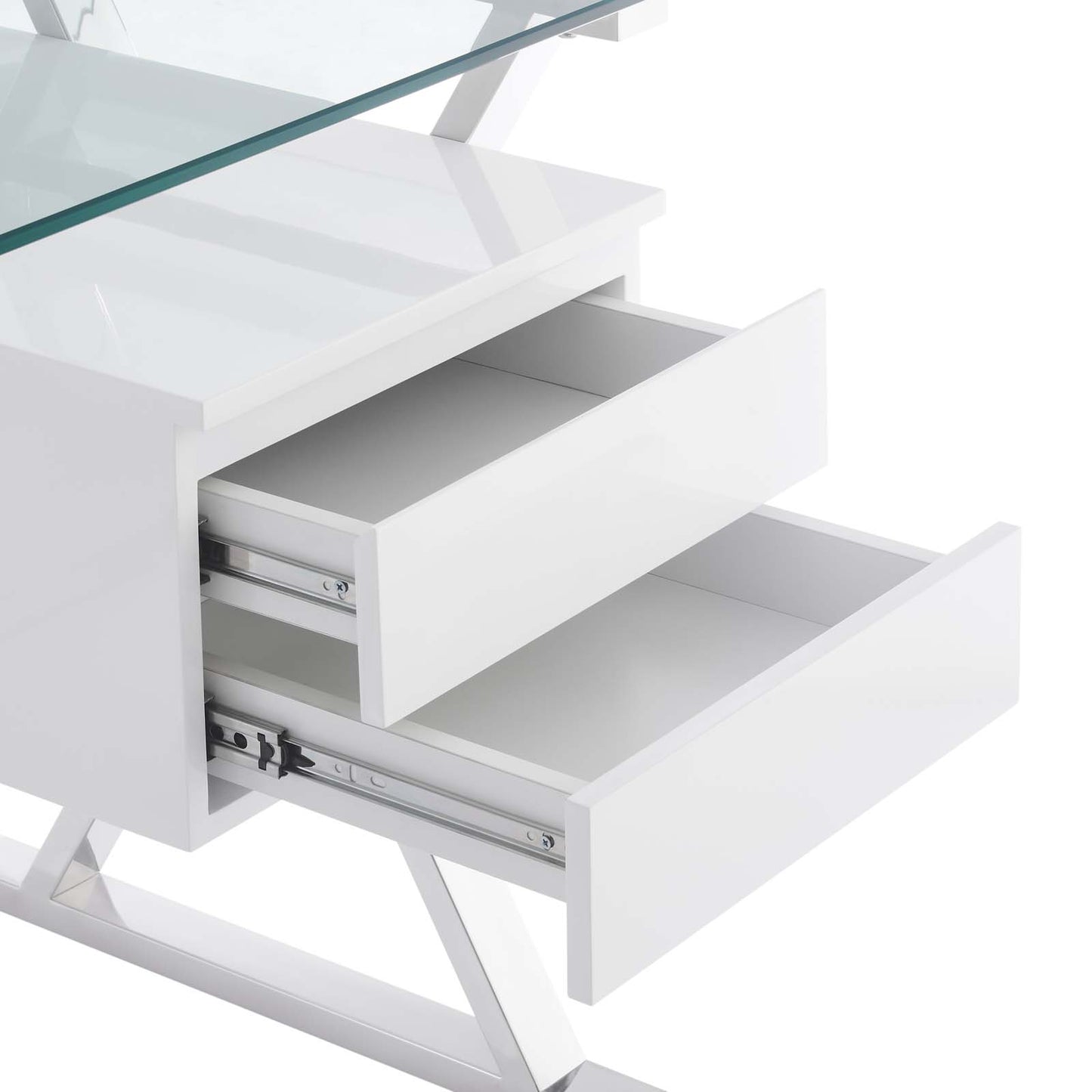 Sector 56" Glass Top Glass Office Desk By Modway - EEI-6225 | Desks | Modishstore - 6