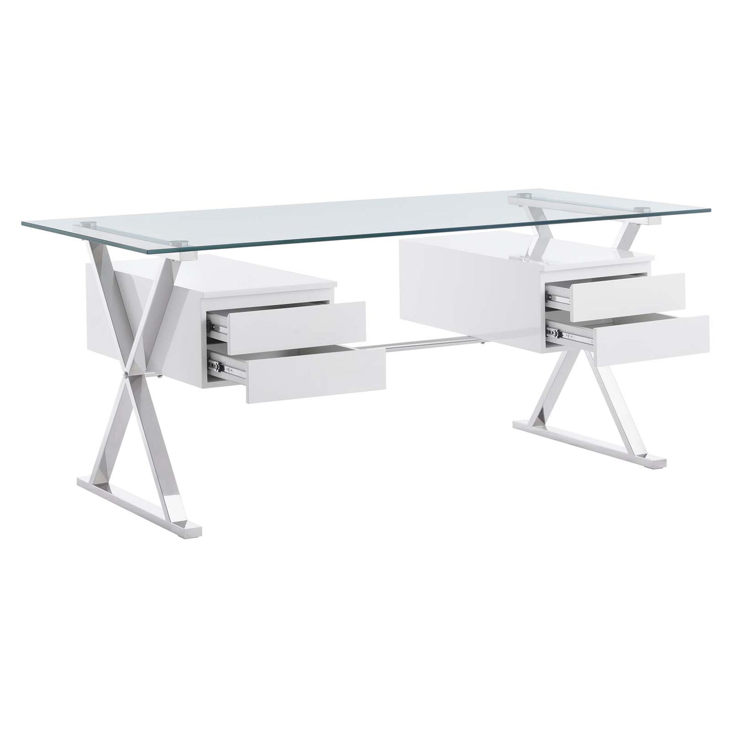 Sector 71" Glass Top Glass Office Desk By Modway - EEI-6226 | Desks | Modishstore - 2