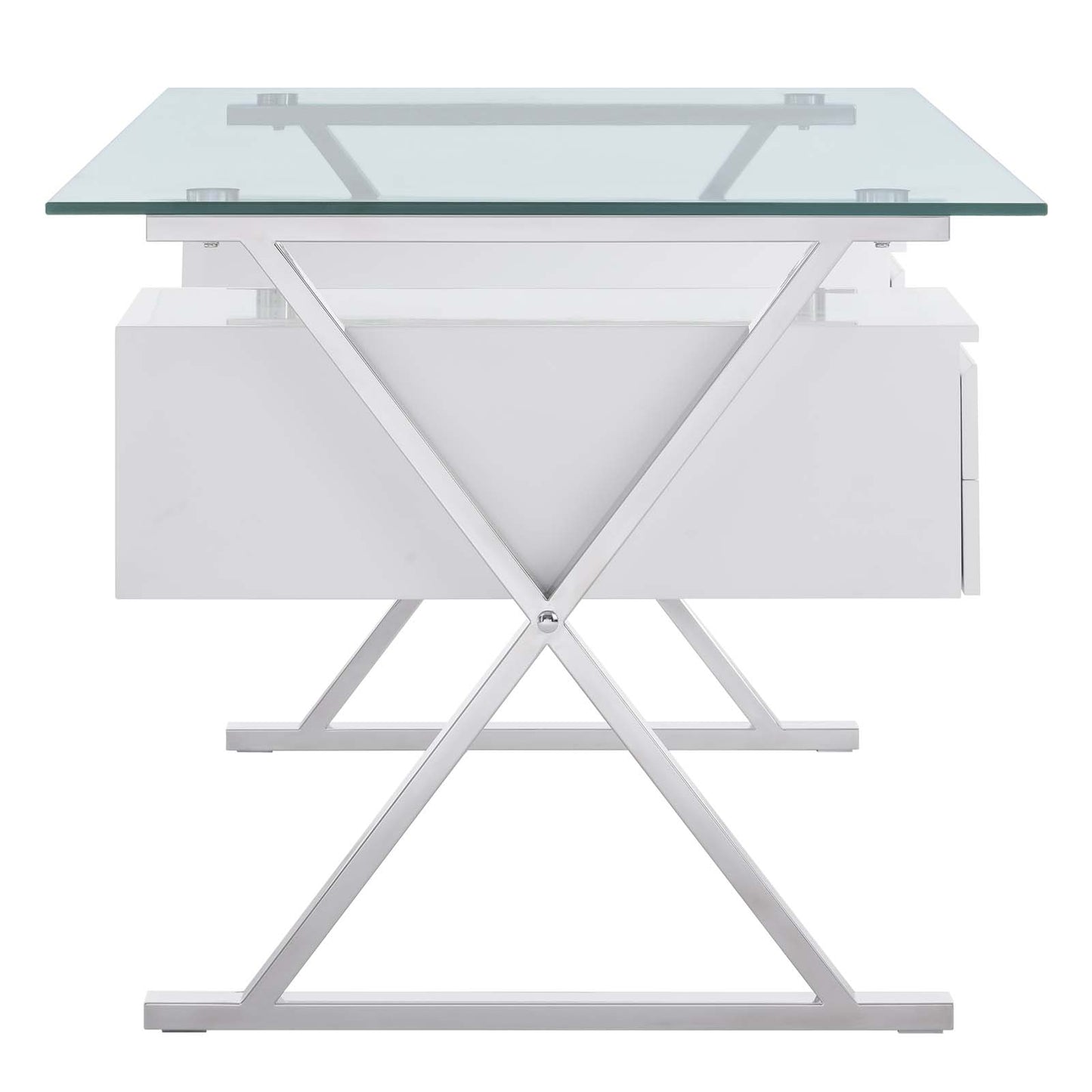 Sector 71" Glass Top Glass Office Desk By Modway - EEI-6226 | Desks | Modishstore - 3