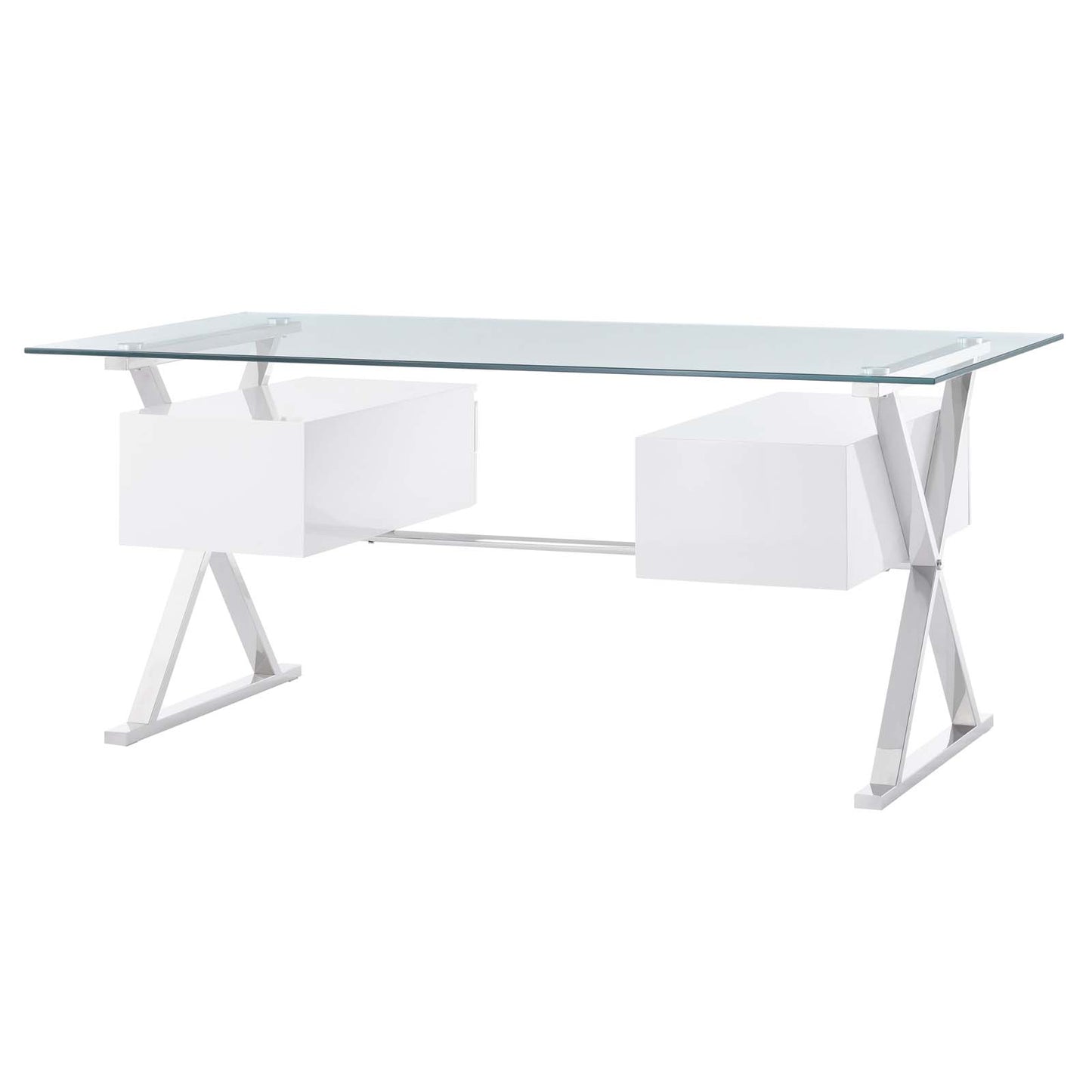 Sector 71" Glass Top Glass Office Desk By Modway - EEI-6226 | Desks | Modishstore - 4