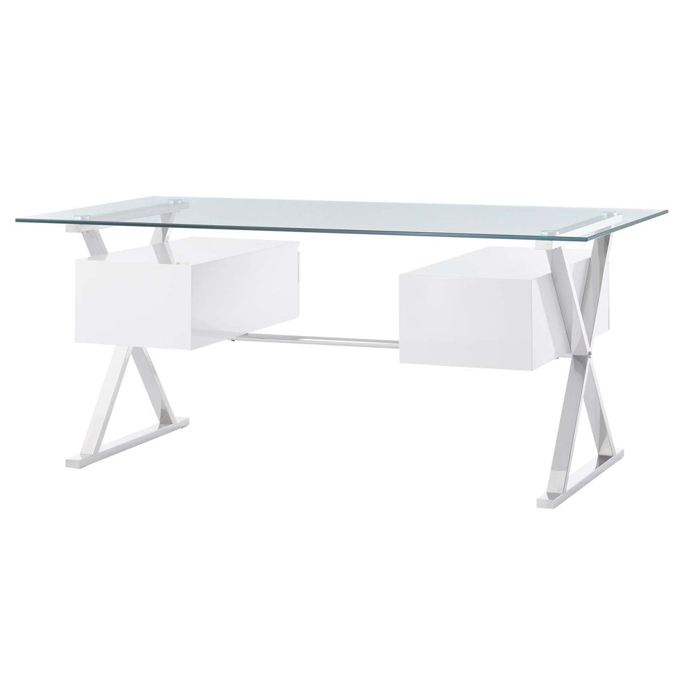 Sector 71" Glass Top Glass Office Desk By Modway - EEI-6226 | Desks | Modishstore - 4