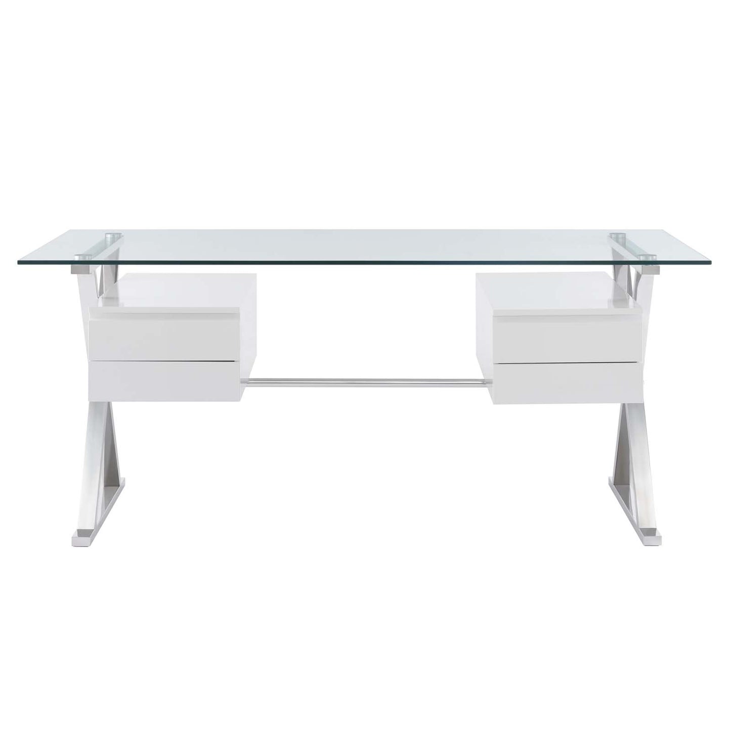 Sector 71" Glass Top Glass Office Desk By Modway - EEI-6226 | Desks | Modishstore - 5